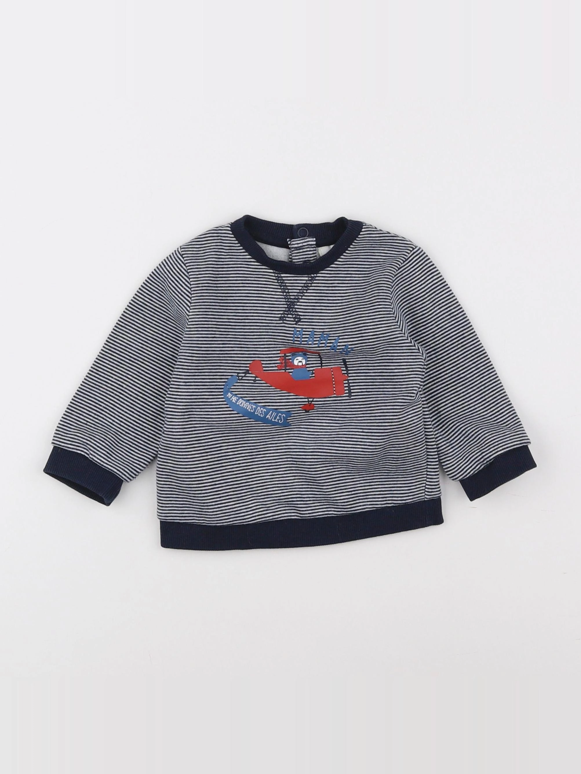 Tape à l'oeil - sweat blanc, bleu - 6 mois