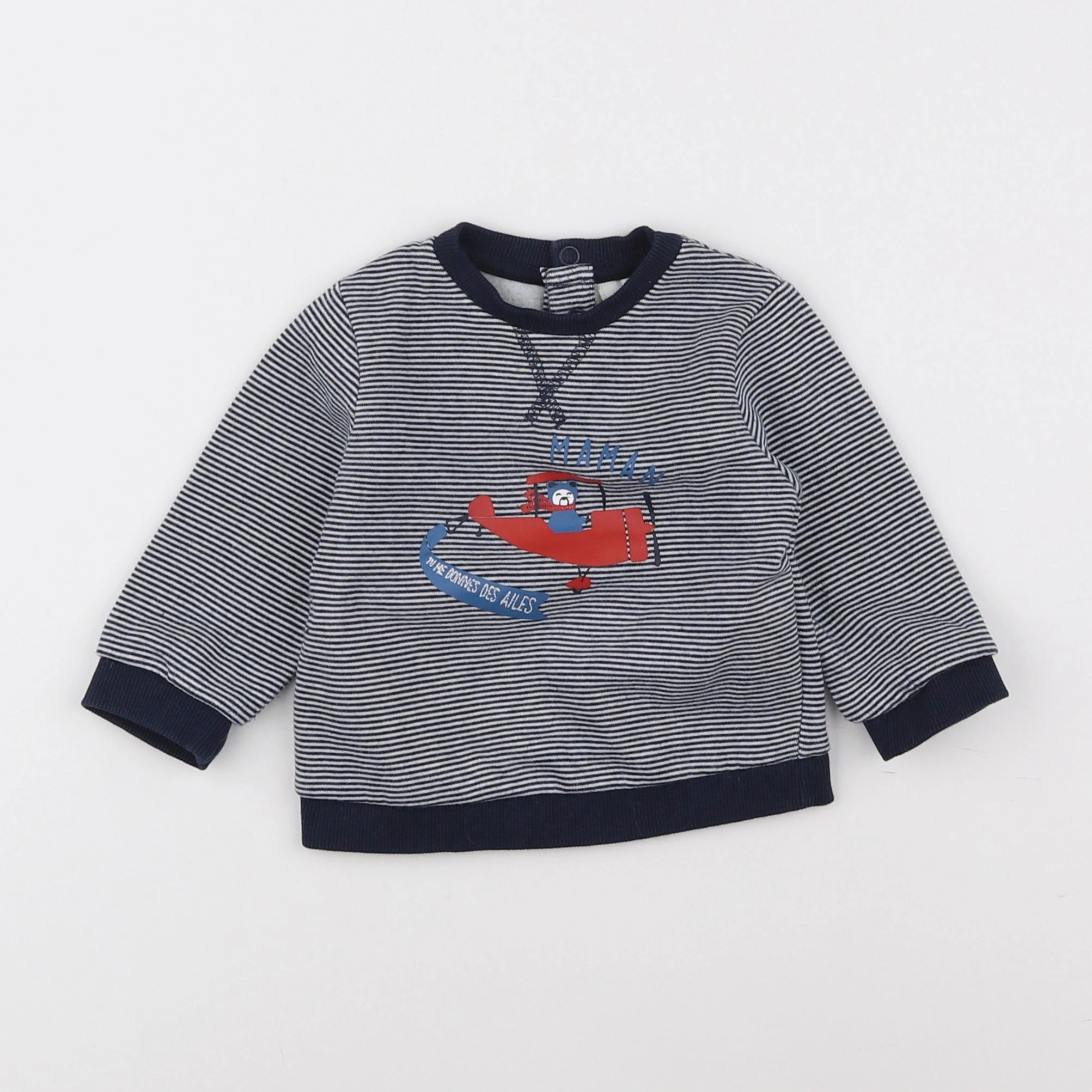 Tape à l'oeil - sweat blanc, bleu - 6 mois