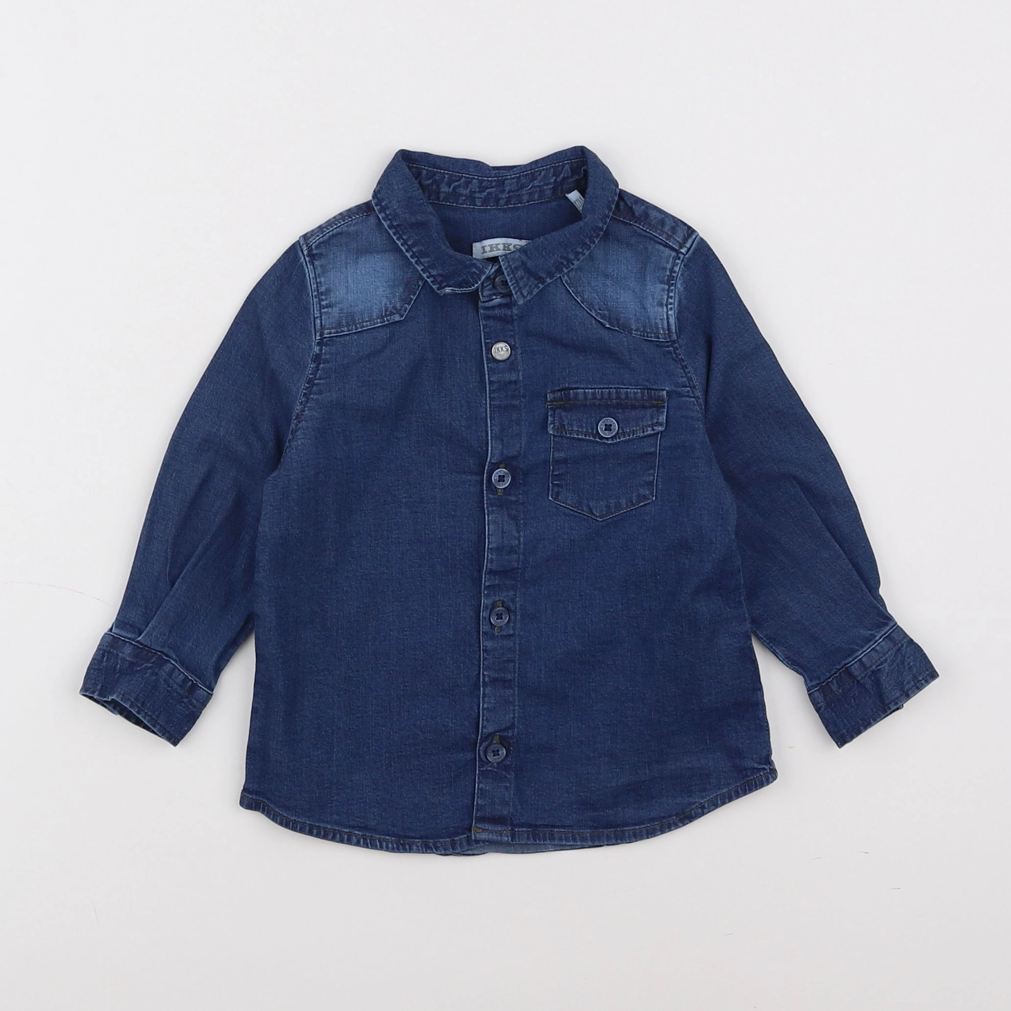 IKKS - chemise imprimé au dos bleu - 12 mois