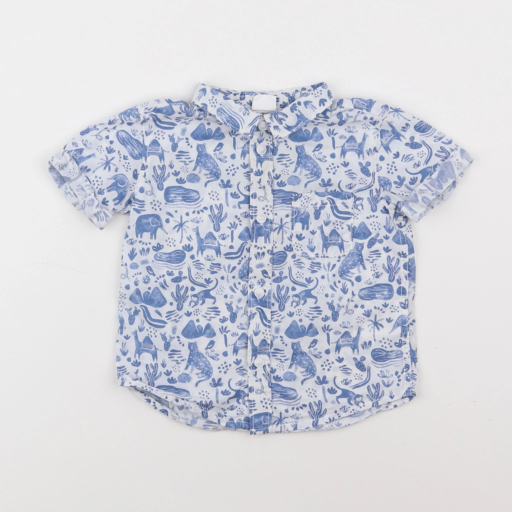 H&M - chemise bleu - 6/9 mois