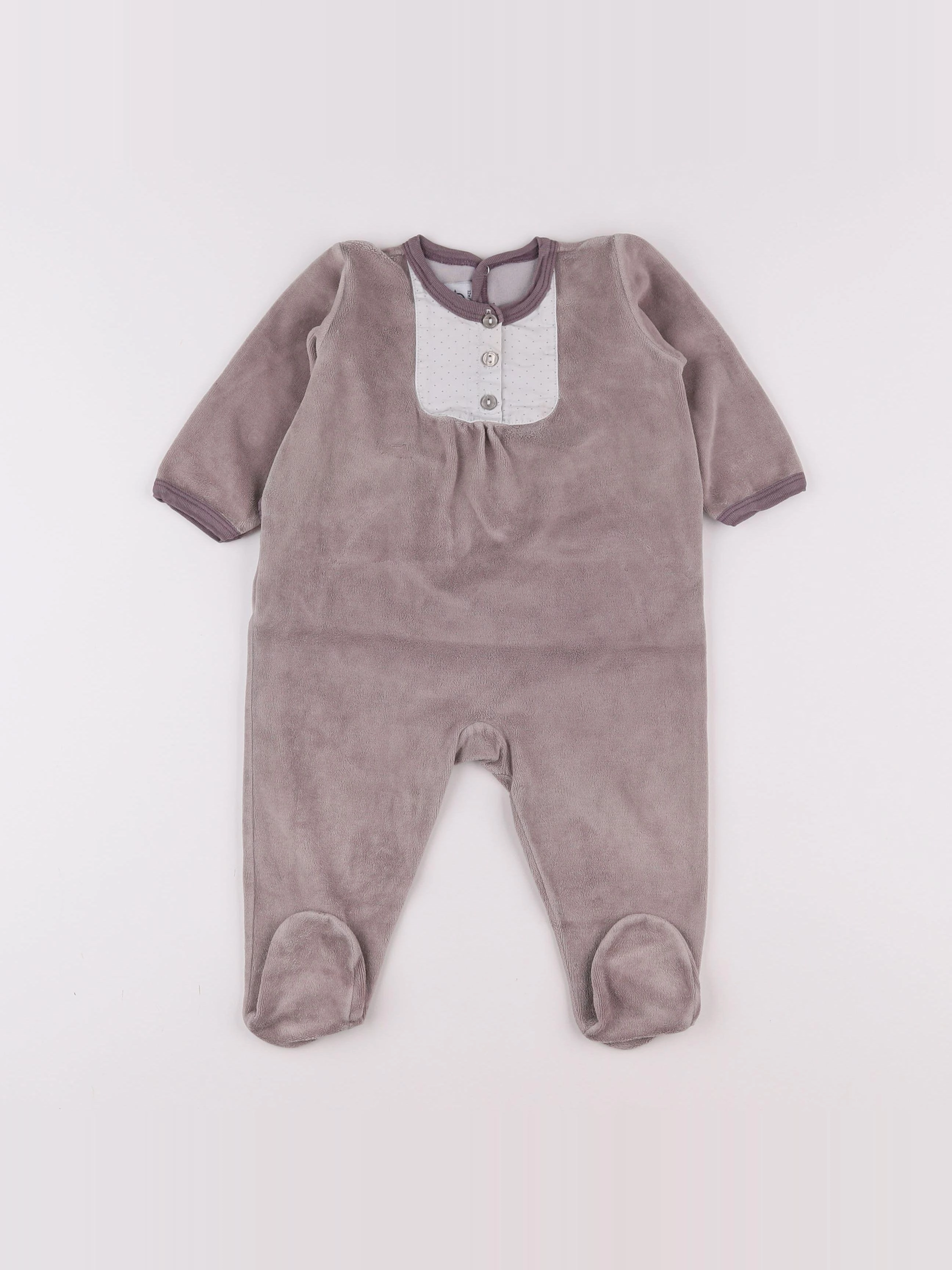 Petit Bateau - pyjama velours violet - 12 mois