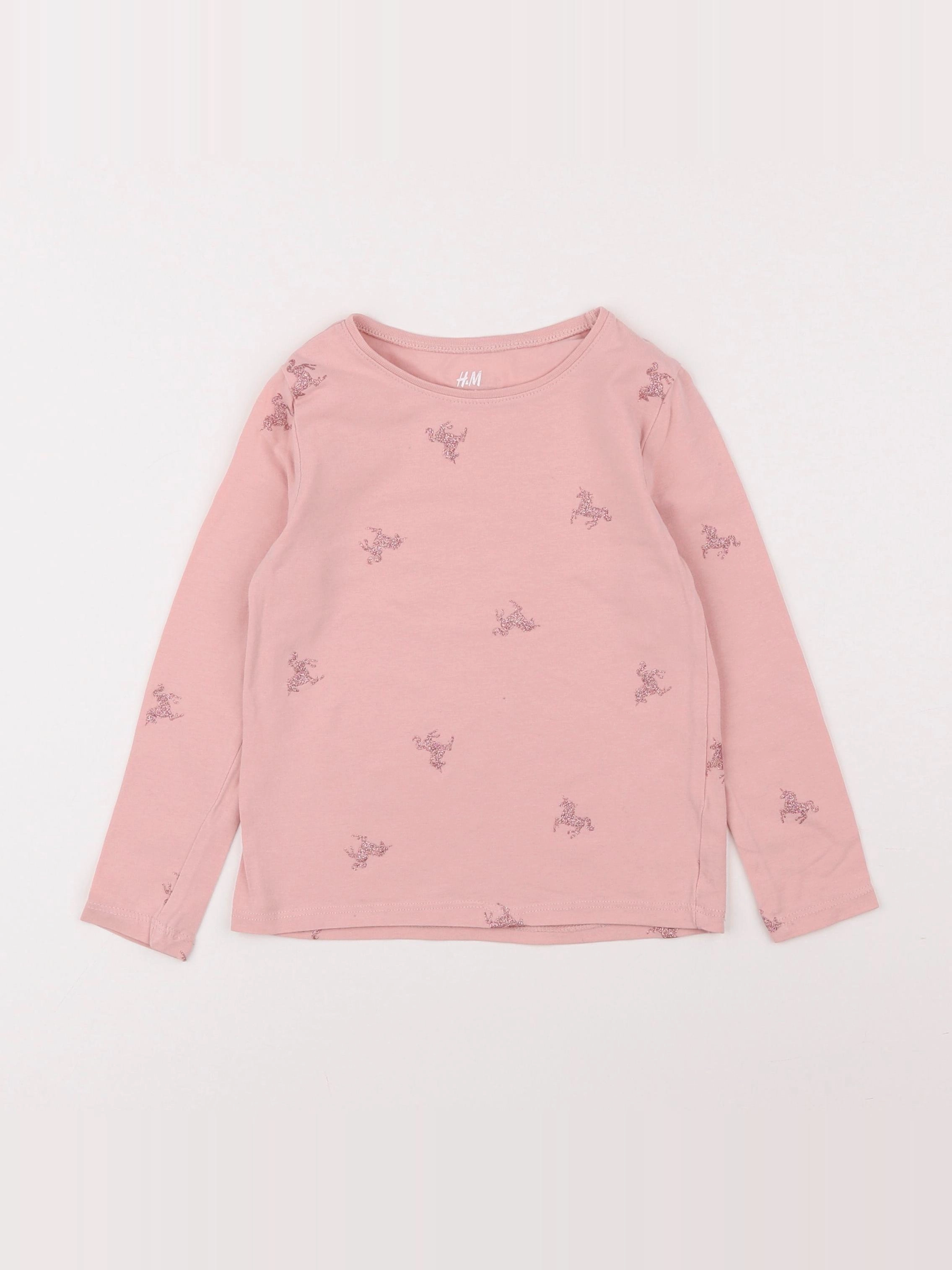 H&M - tee-shirt rose - 2/4 ans