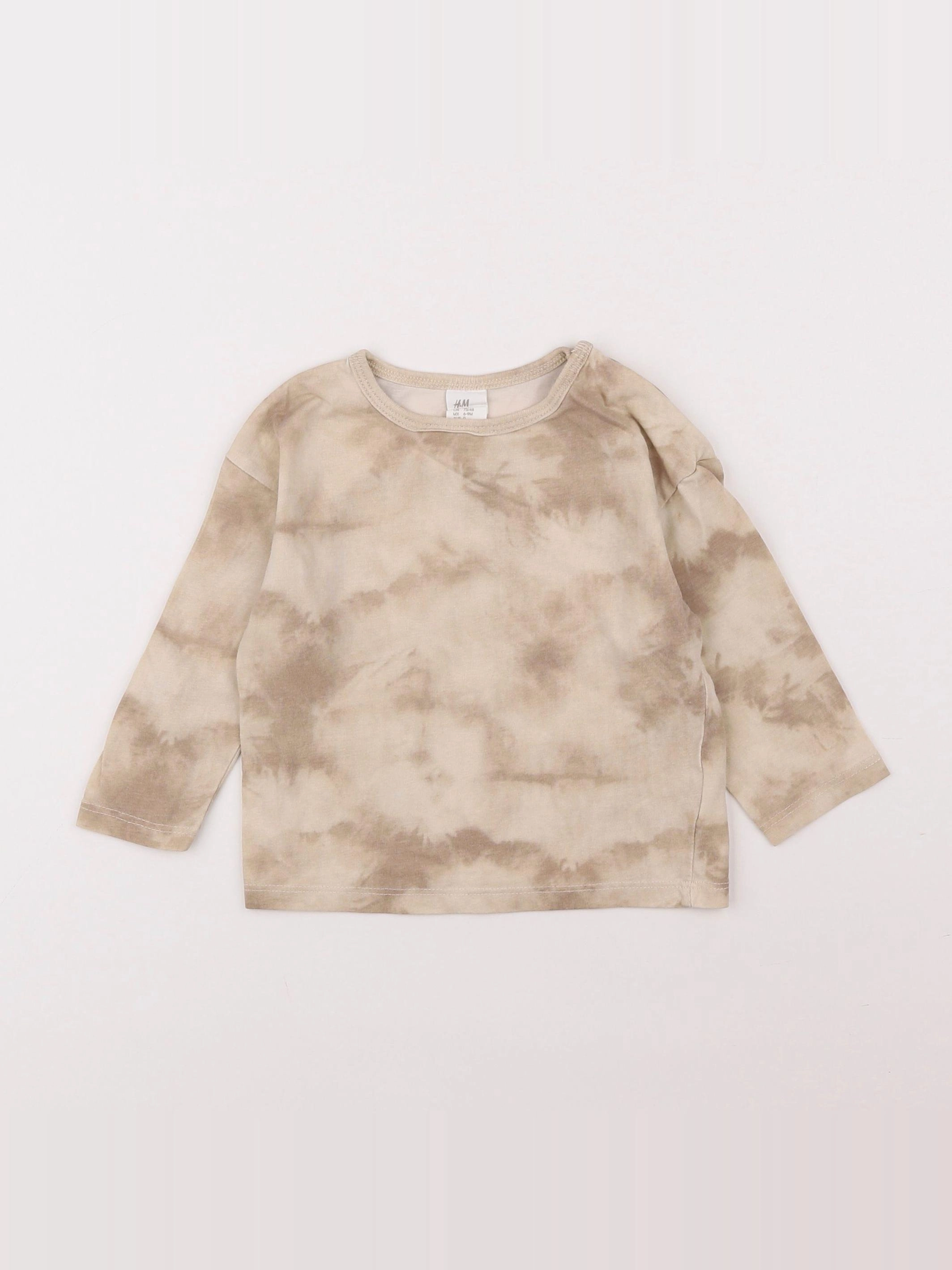 H&M - tee-shirt marron, beige - 6/9 mois