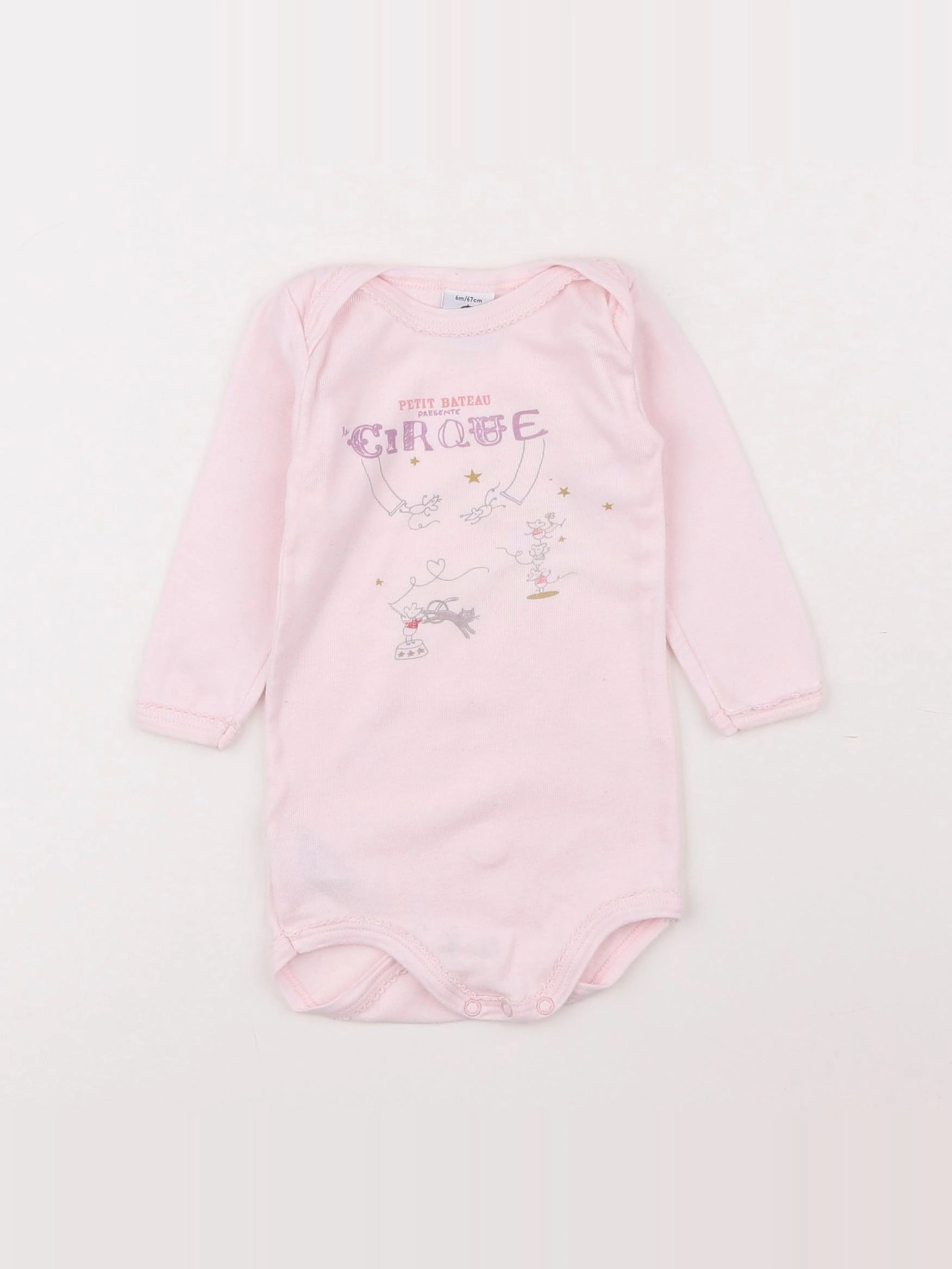 Petit Bateau - body rose - 6 mois