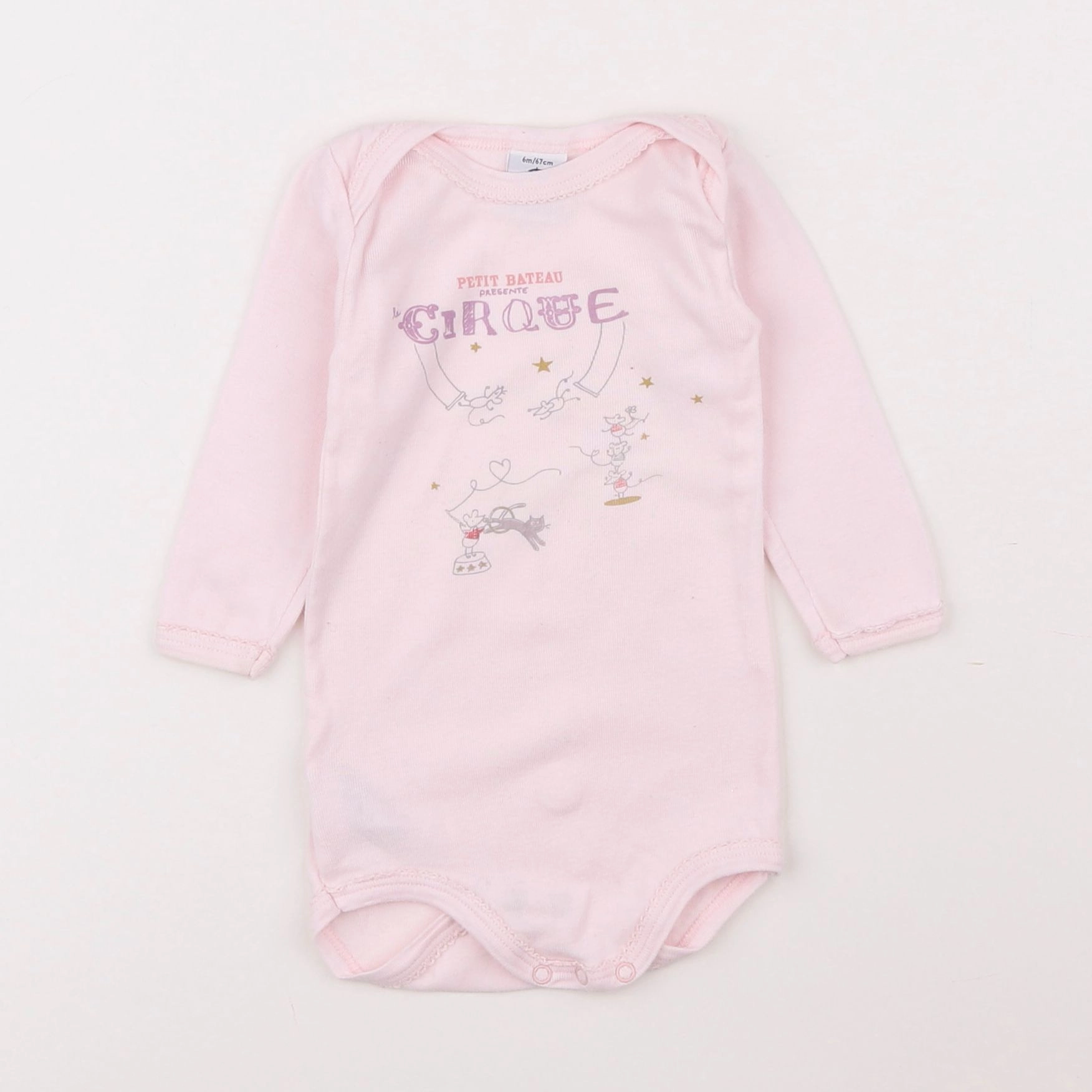 Petit Bateau - body rose - 6 mois