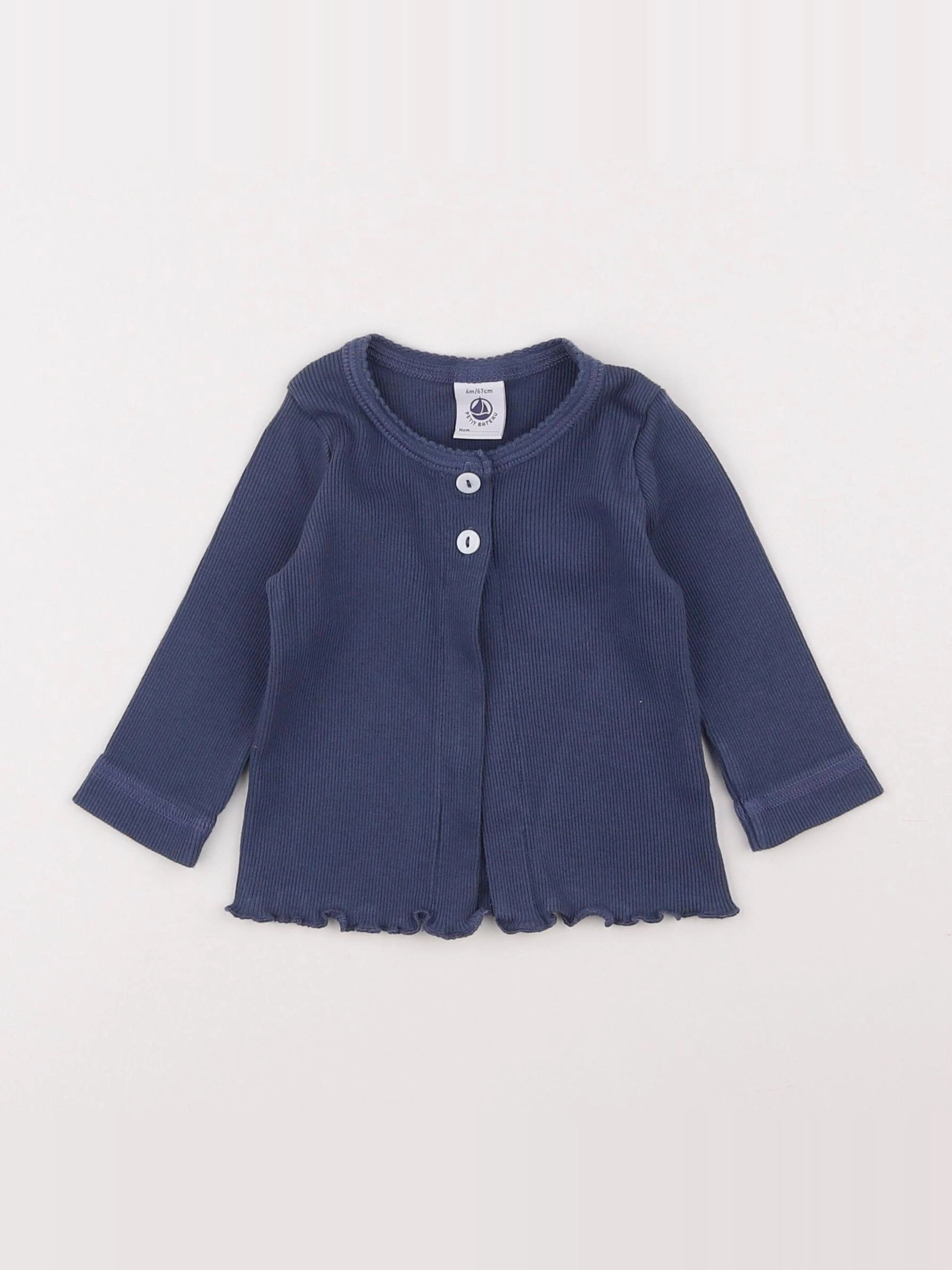 Petit Bateau - tee-shirt bleu - 6 mois