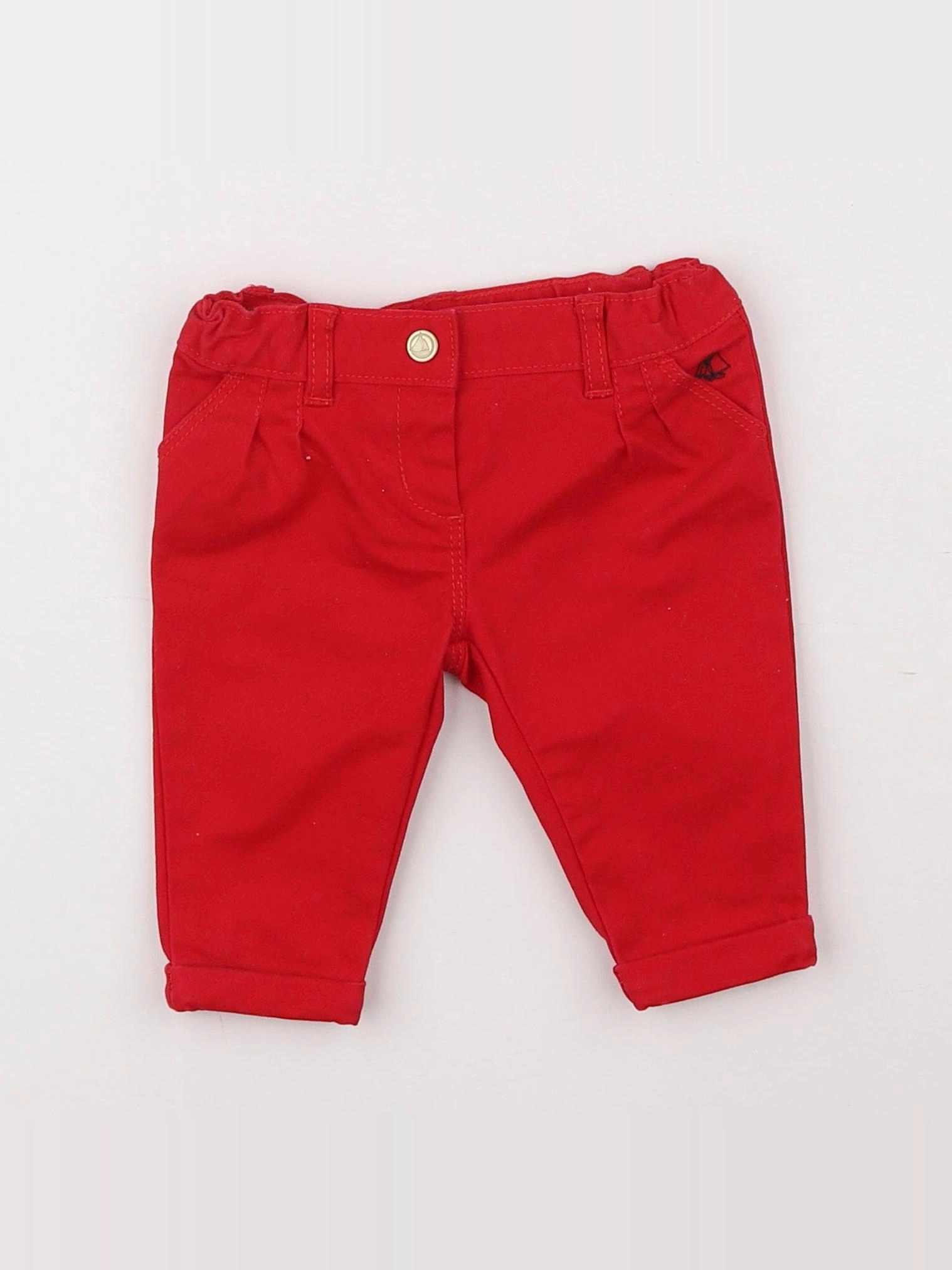 Petit Bateau - pantalon rouge - 3 mois