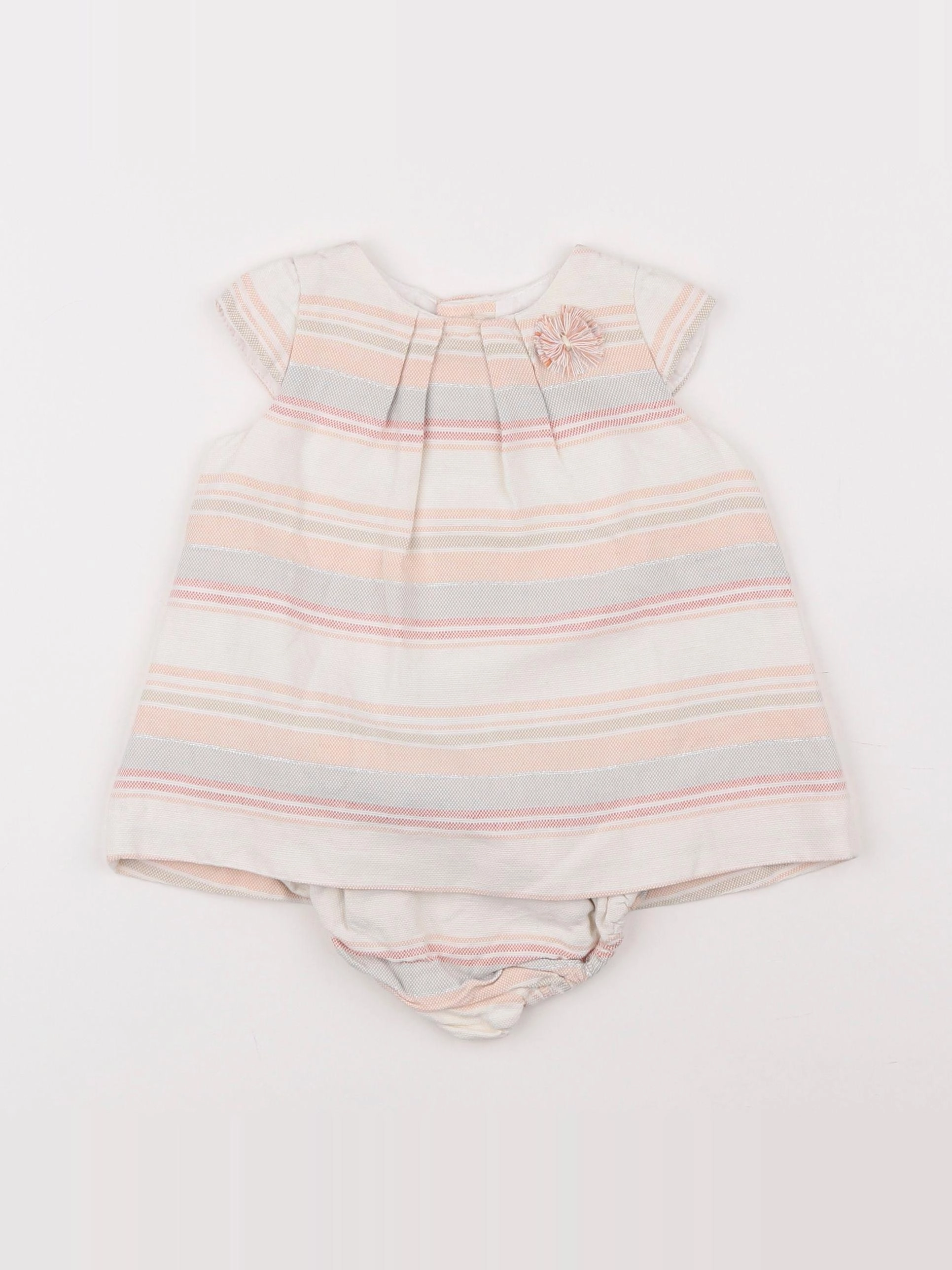 Zara - robe beige, rose - 6/9 mois