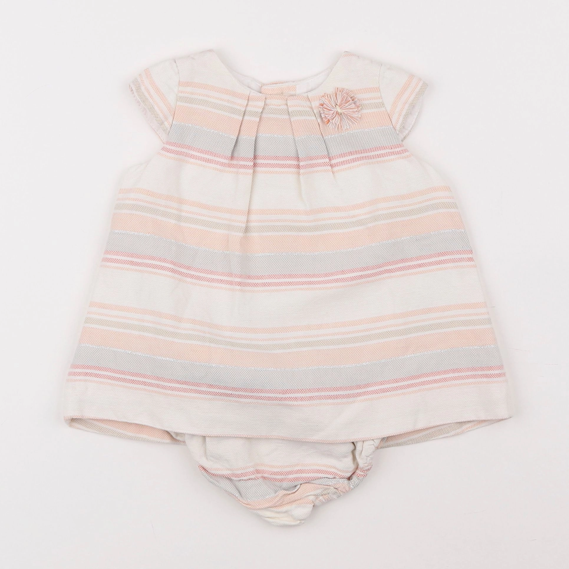 Zara - robe beige, rose - 6/9 mois