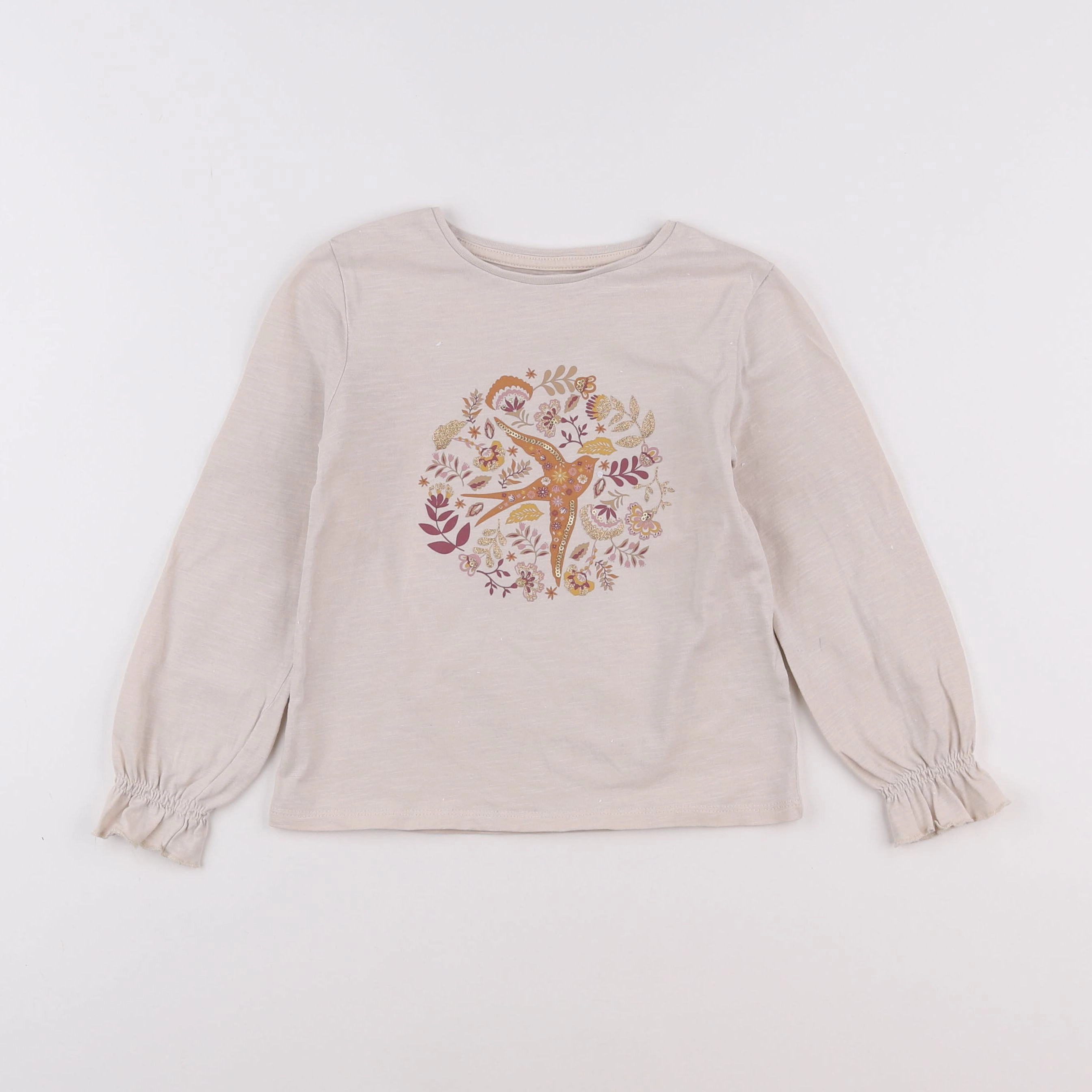 Vertbaudet - tee-shirt beige - 5 ans
