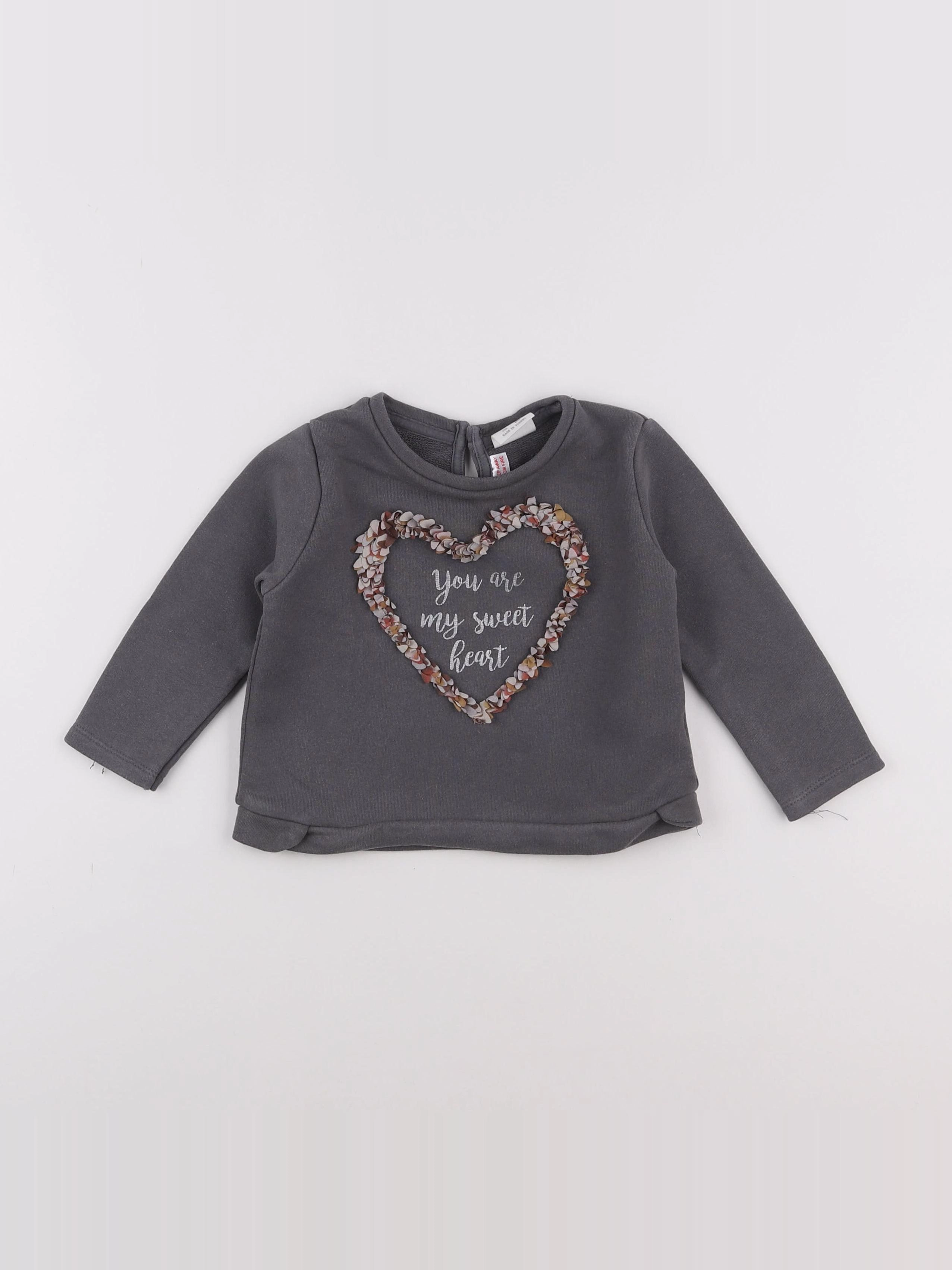 Zara - sweat gris - 12/18 mois