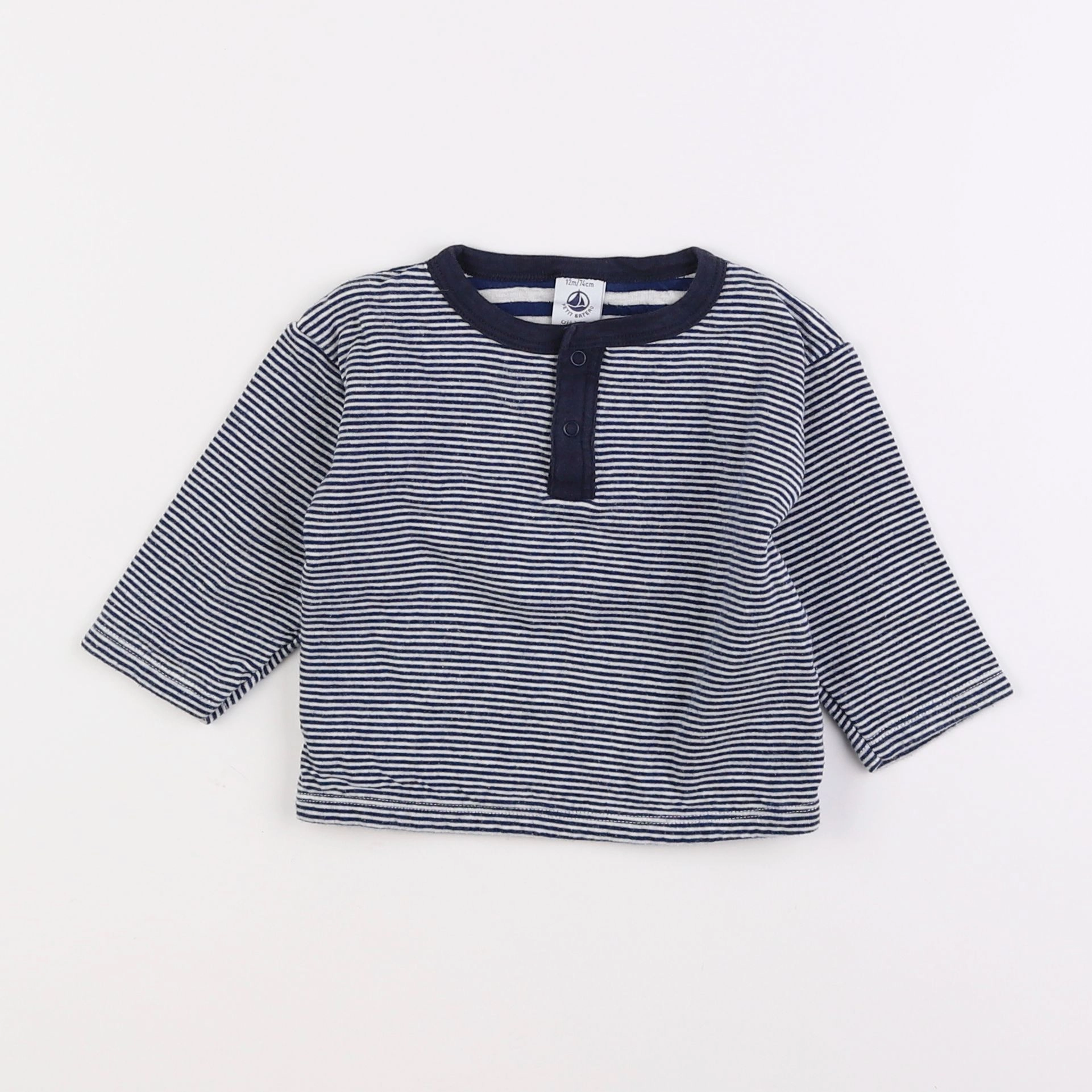 Petit Bateau - tee-shirt bleu - 12 mois