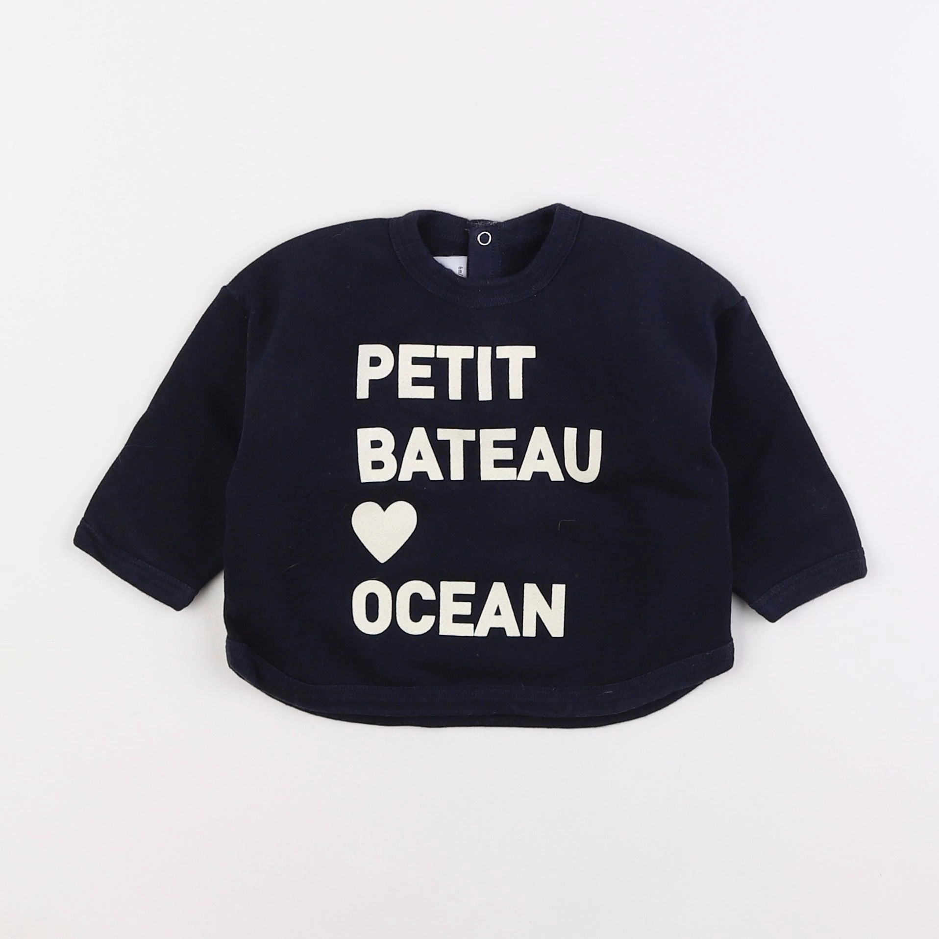 Petit Bateau - sweat bleu - 6 mois
