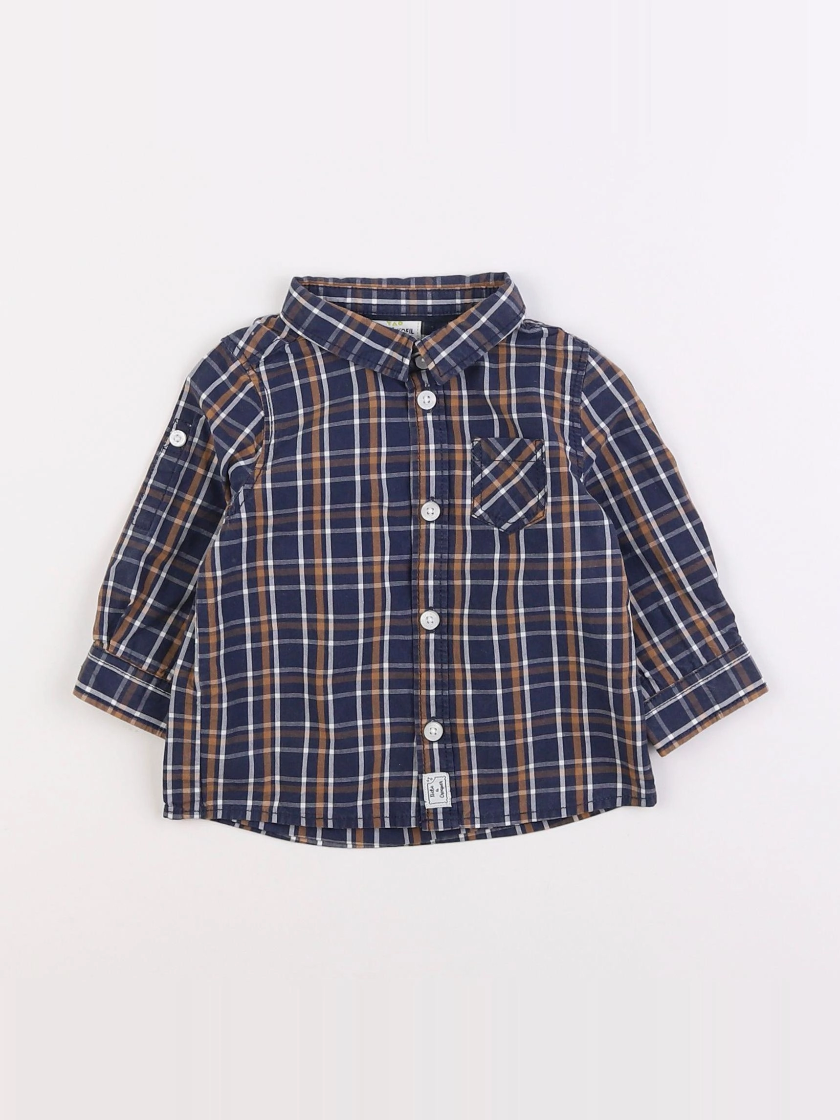 Tape à l'oeil - chemise bleu, marron - 6 mois