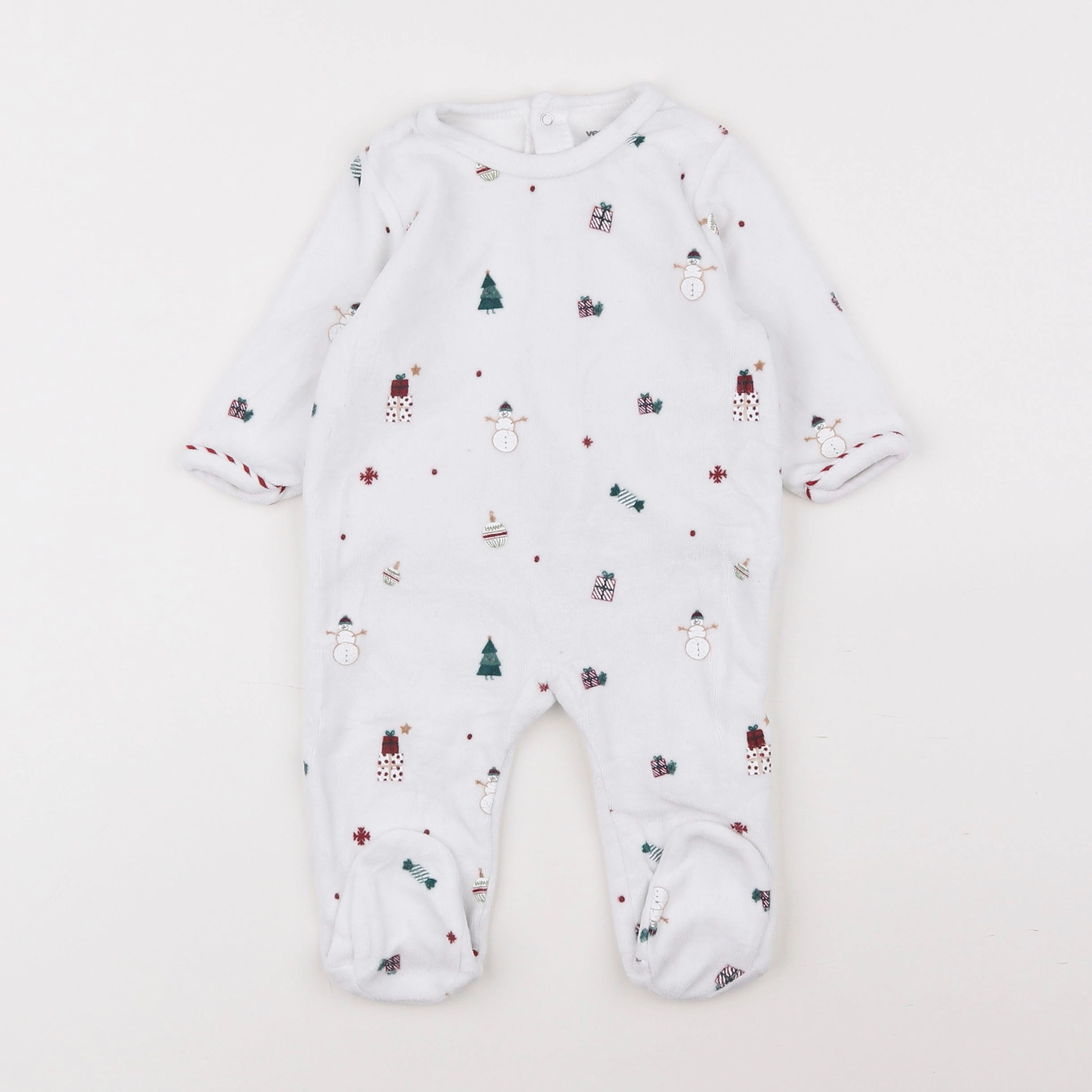 Vertbaudet - pyjama velours blanc - 6 mois