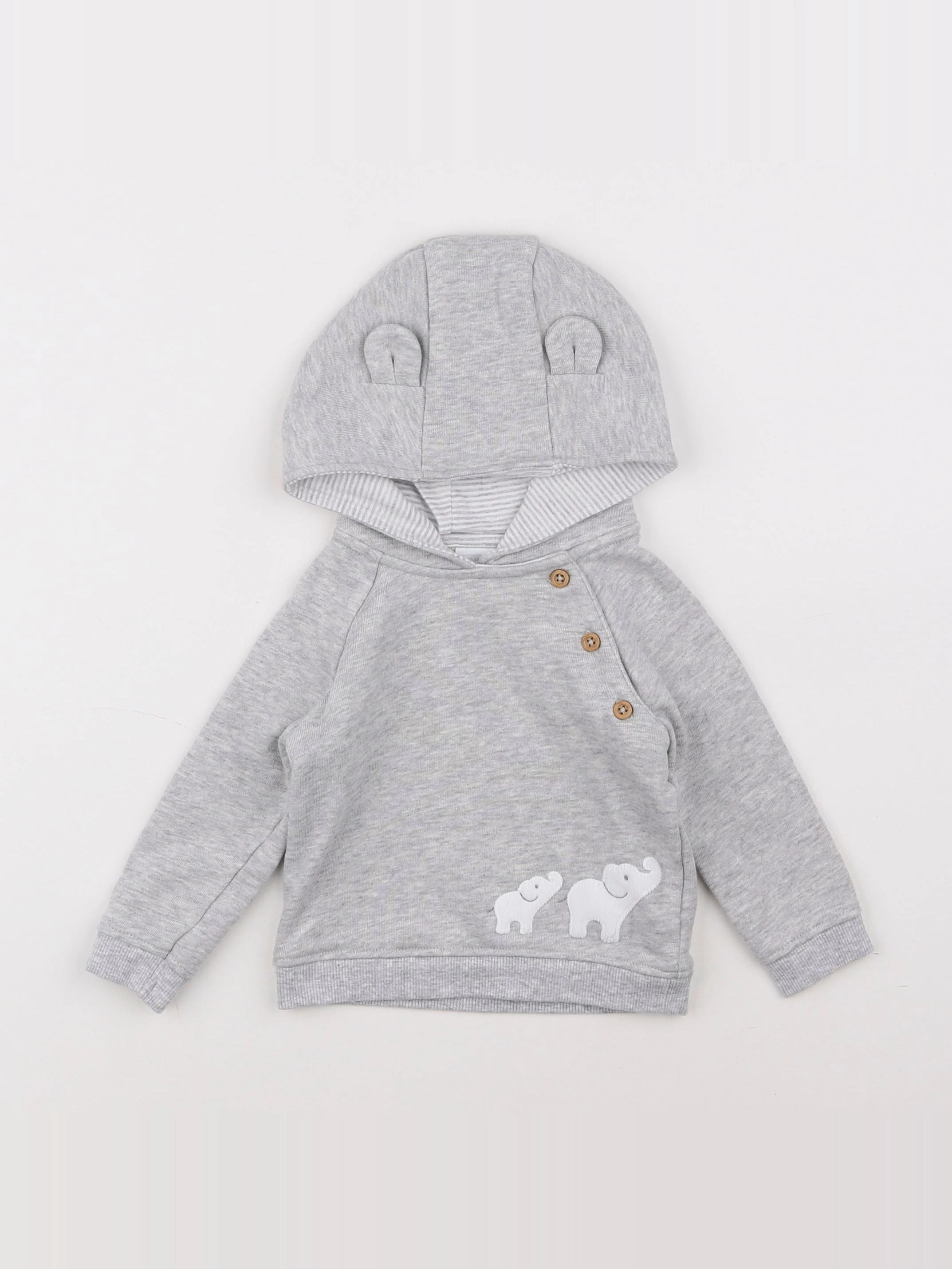 The little white company - sweat gris - 6/9 mois