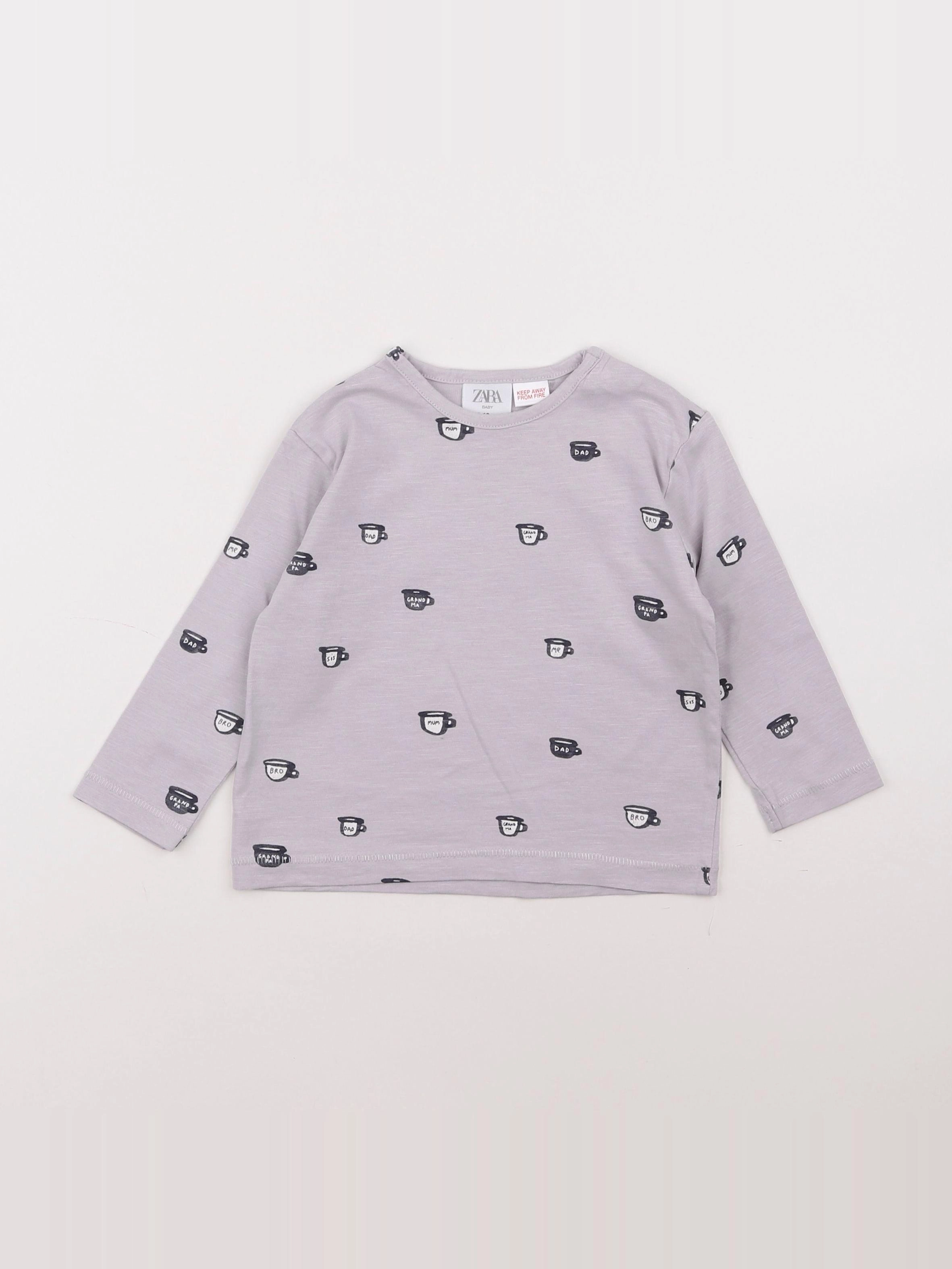Zara - tee-shirt gris - 9/12 mois