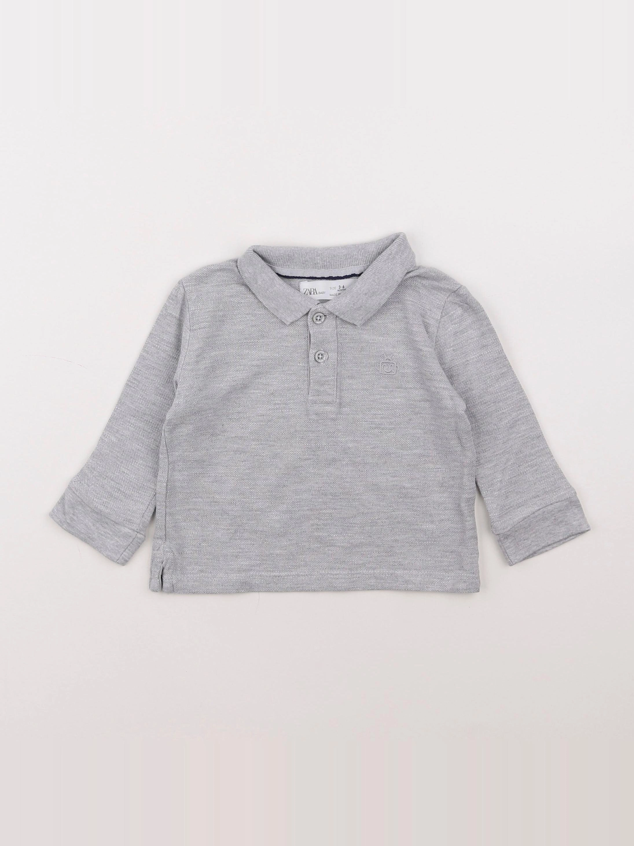 Zara - polo gris - 3/6 mois