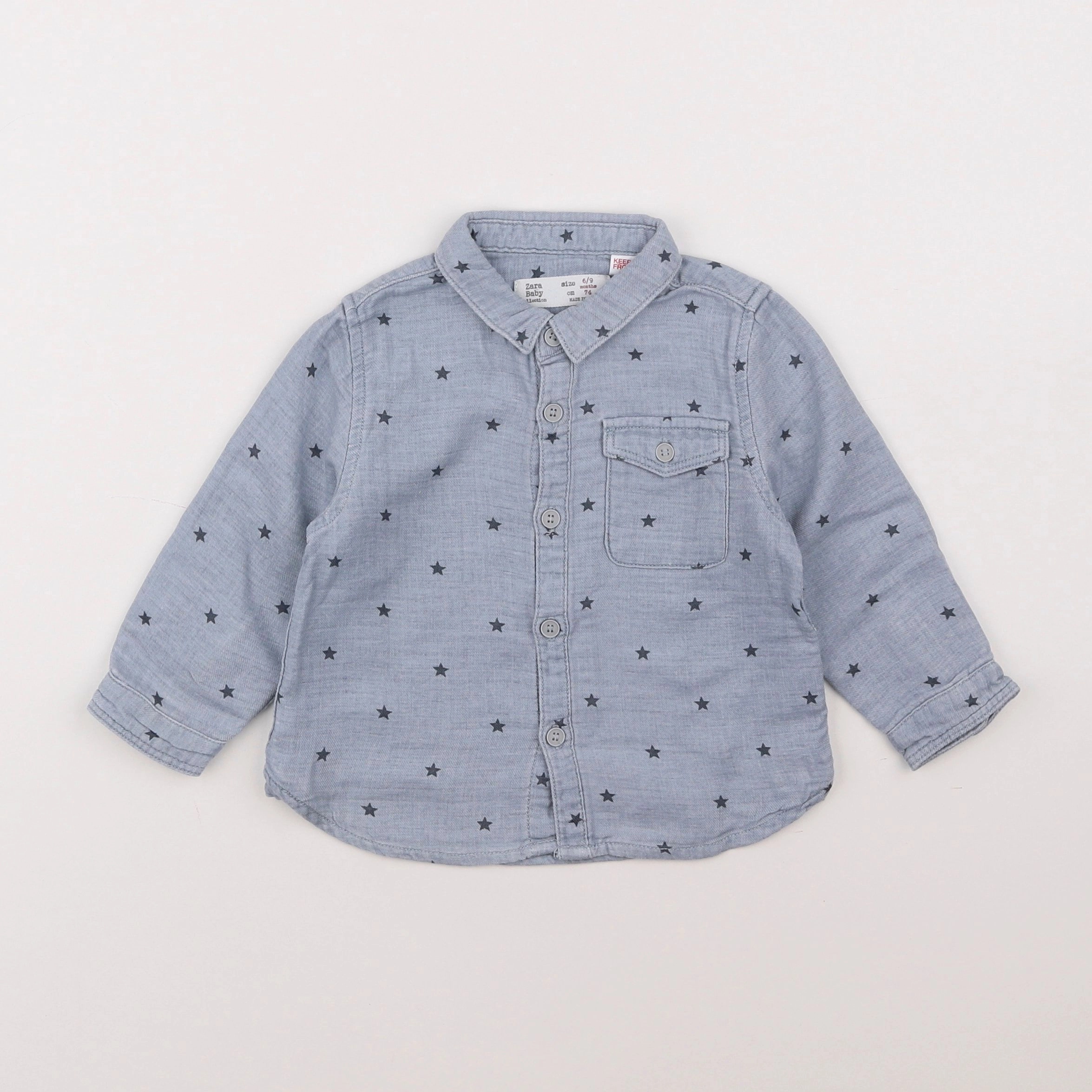 Zara - chemise bleu - 6/9 mois
