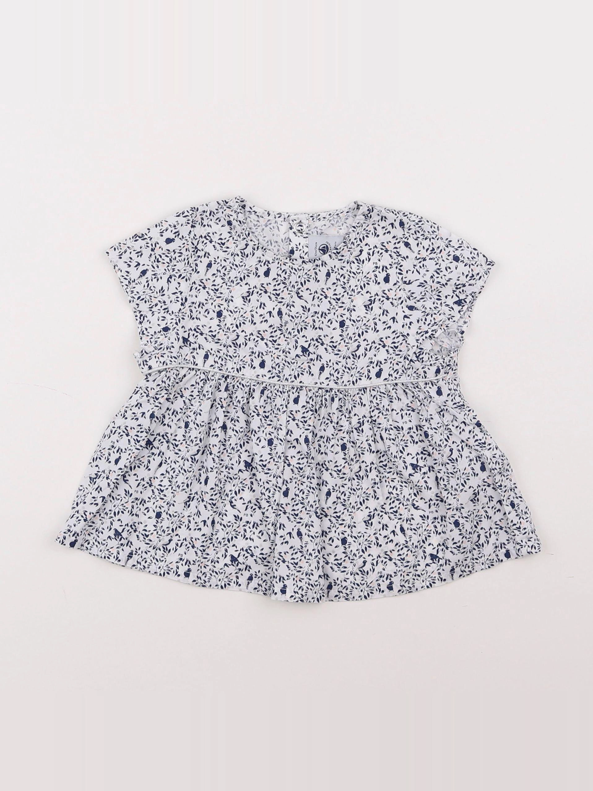 Petit Bateau - blouse bleu - 12 mois