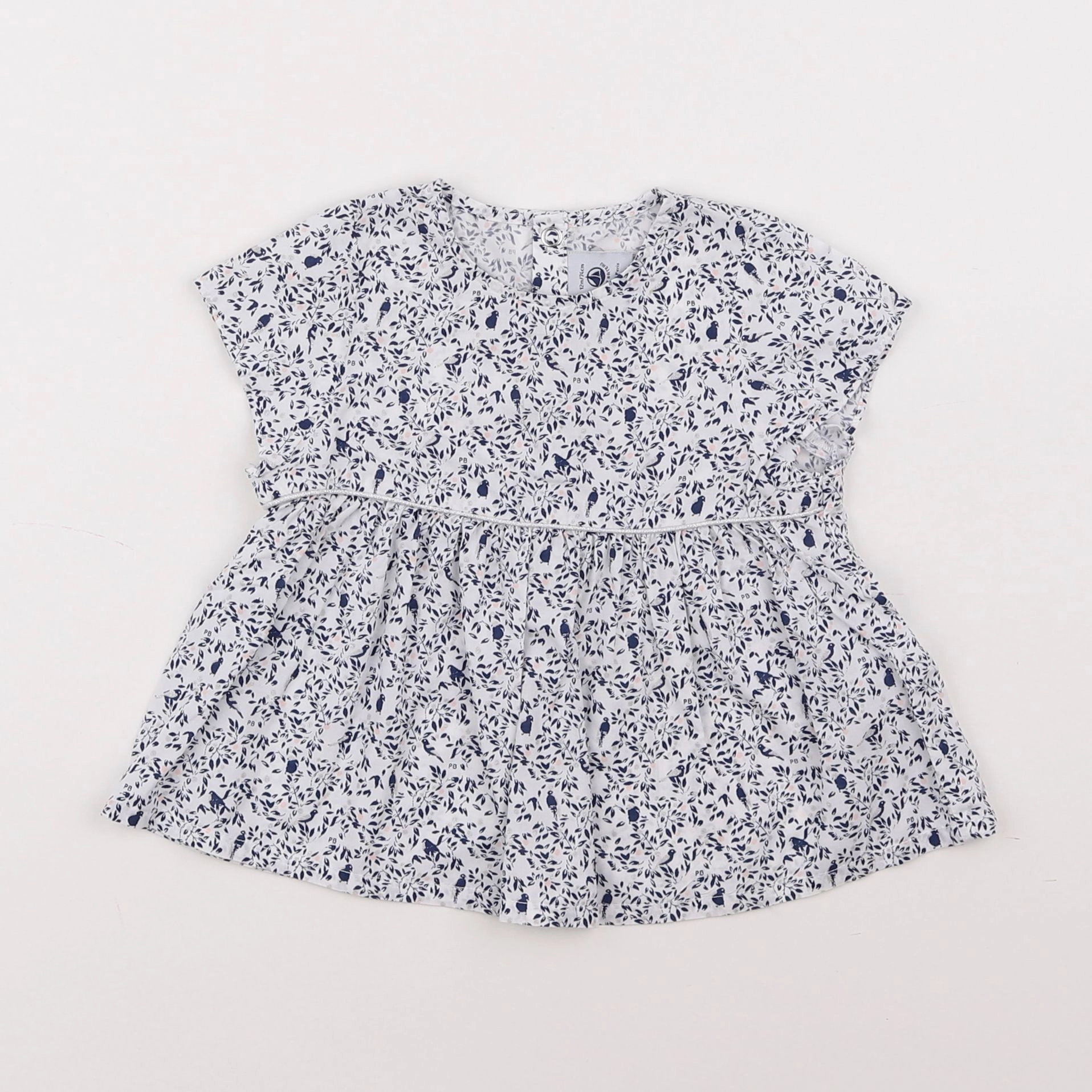 Petit Bateau - blouse bleu - 12 mois