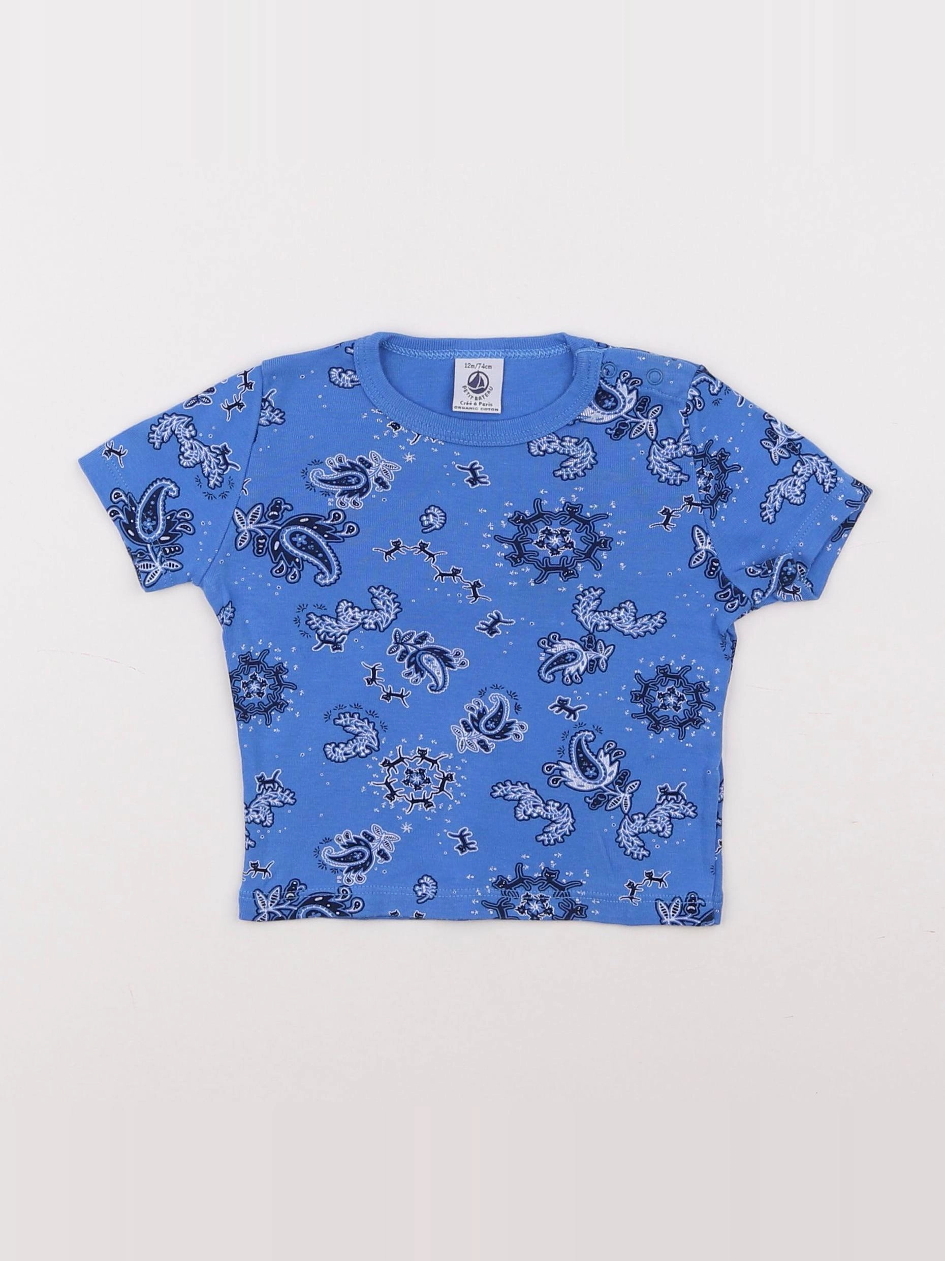 Petit Bateau - tee-shirt bleu - 12 mois