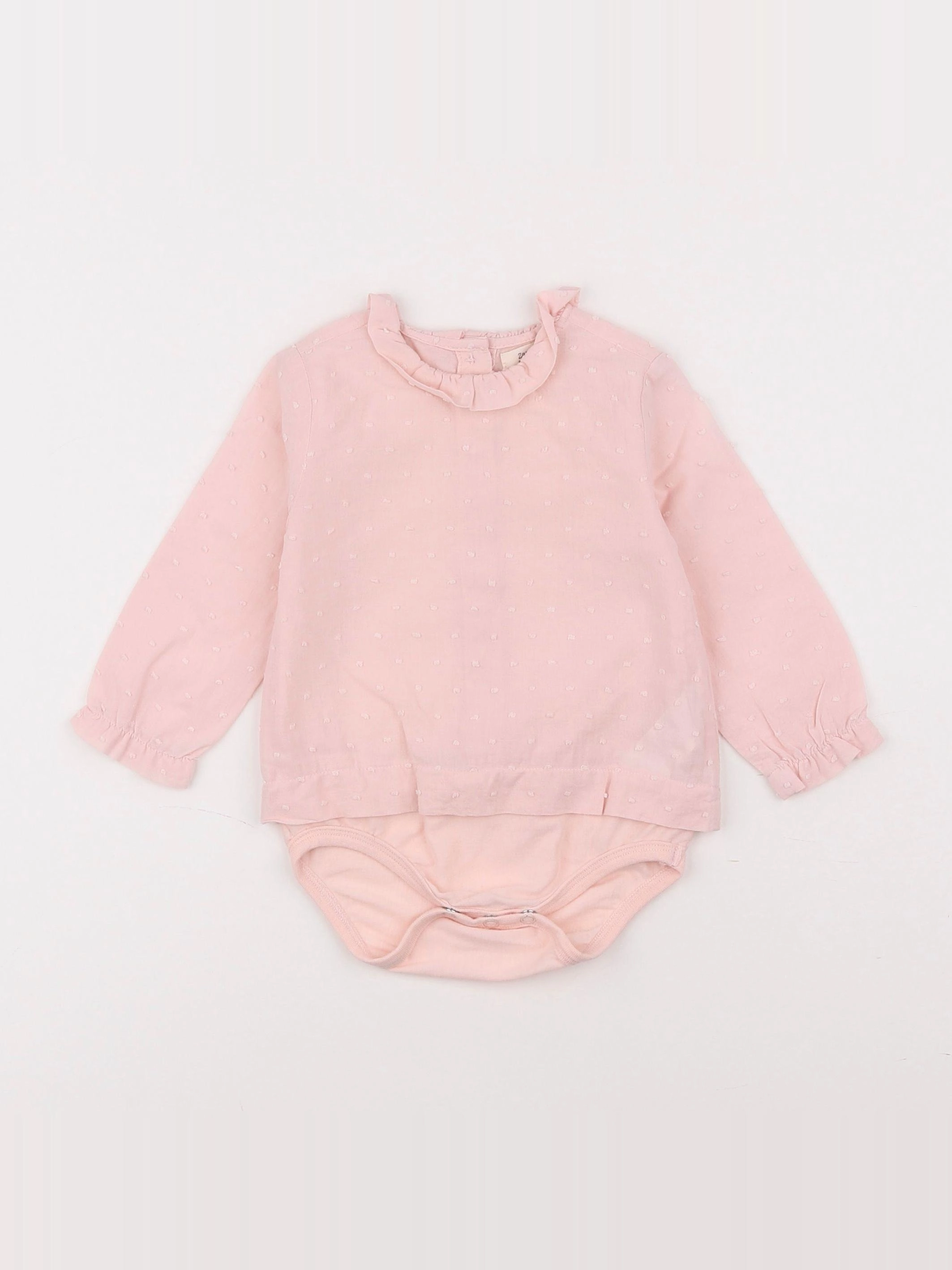 Zara - body blouse rose - 6/9 mois
