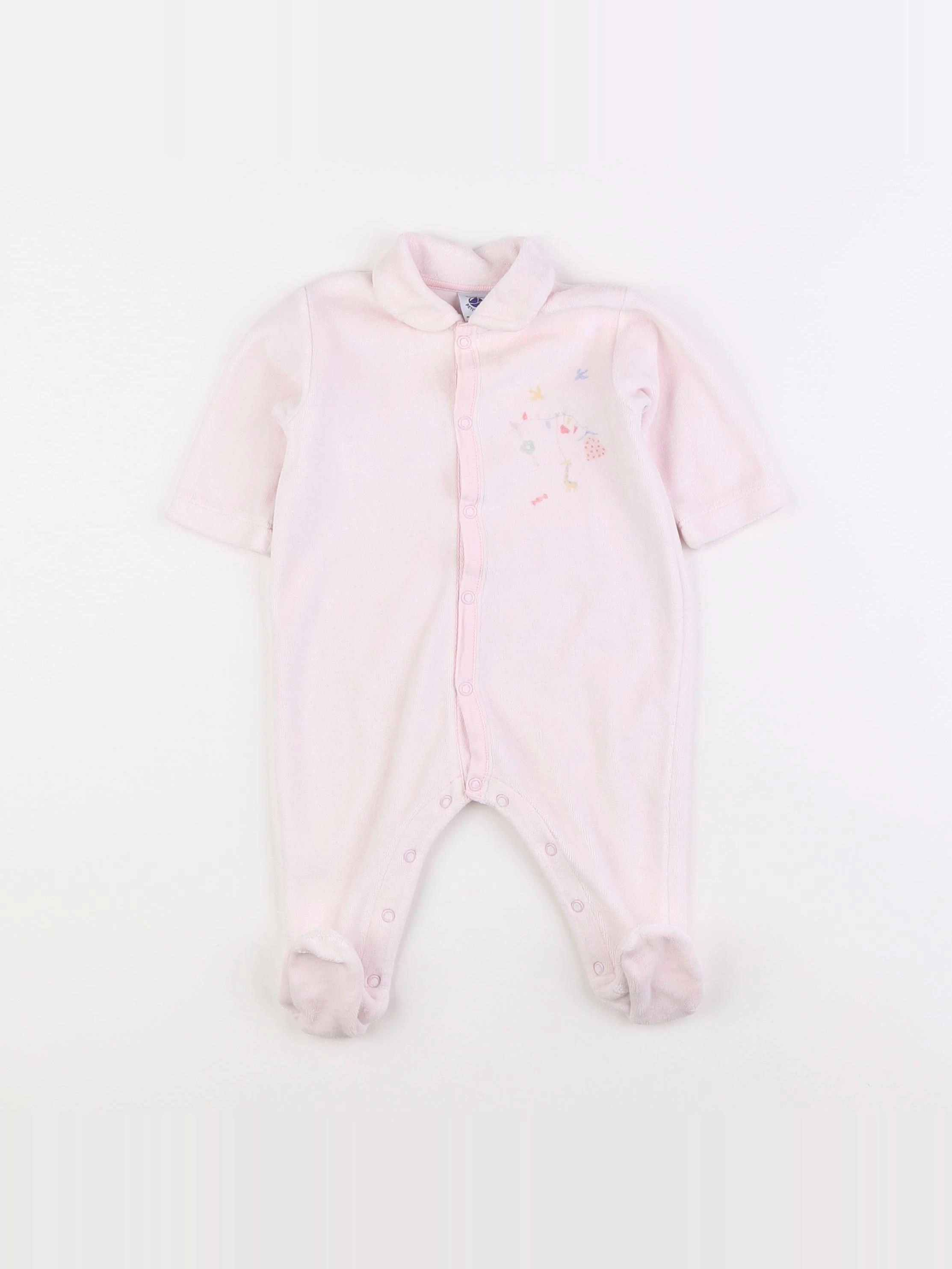 Petit Bateau - pyjama velours rose - 3 mois