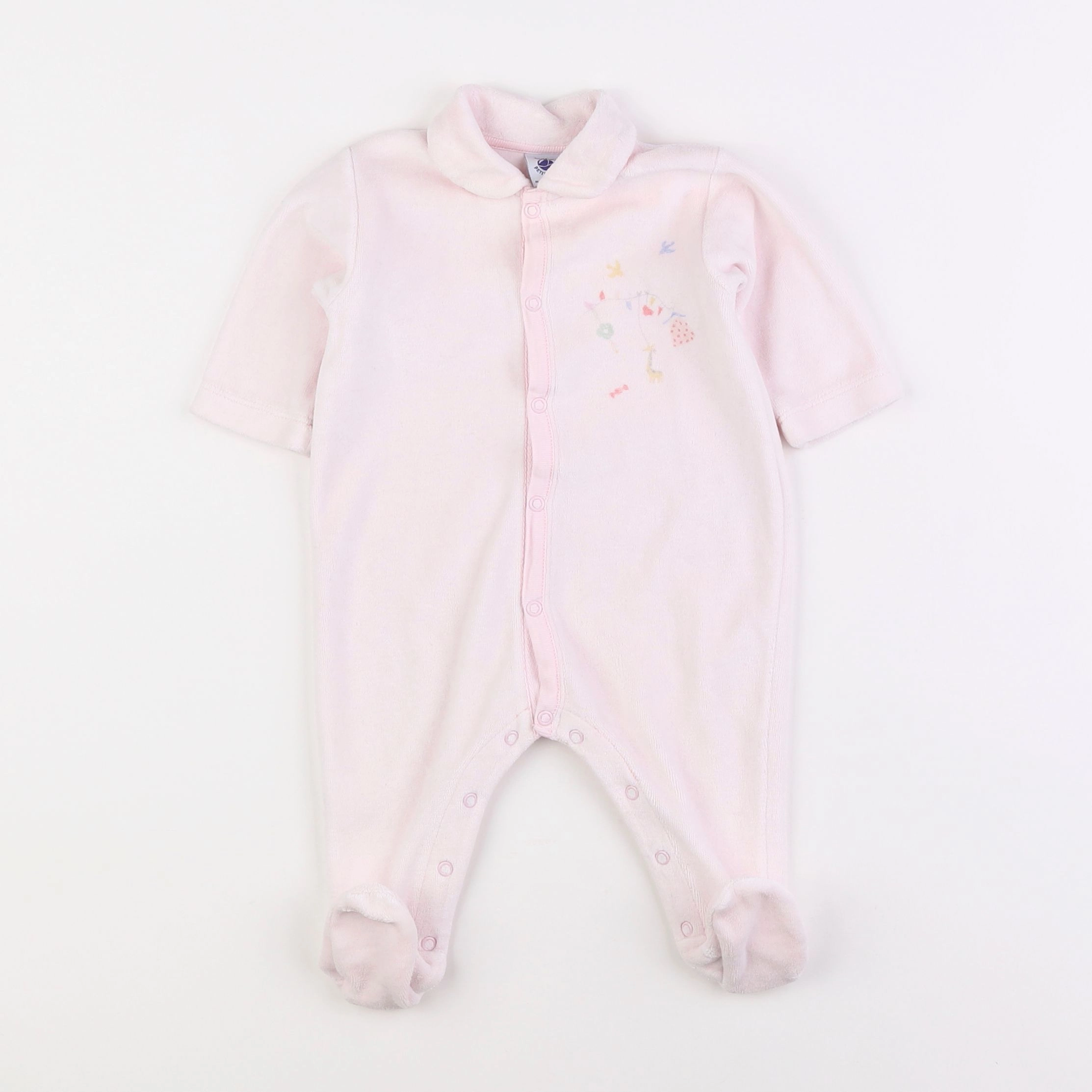 Petit Bateau - pyjama velours rose - 3 mois