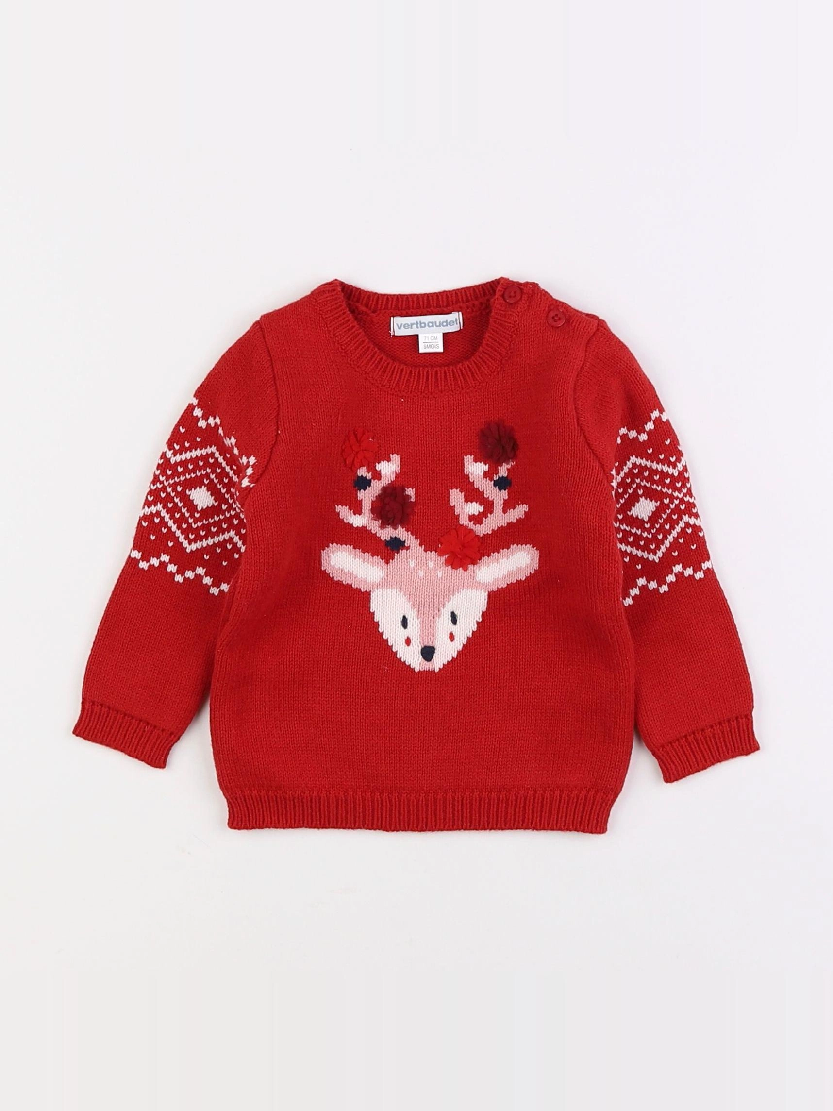 Vertbaudet - pull rouge - 9 mois