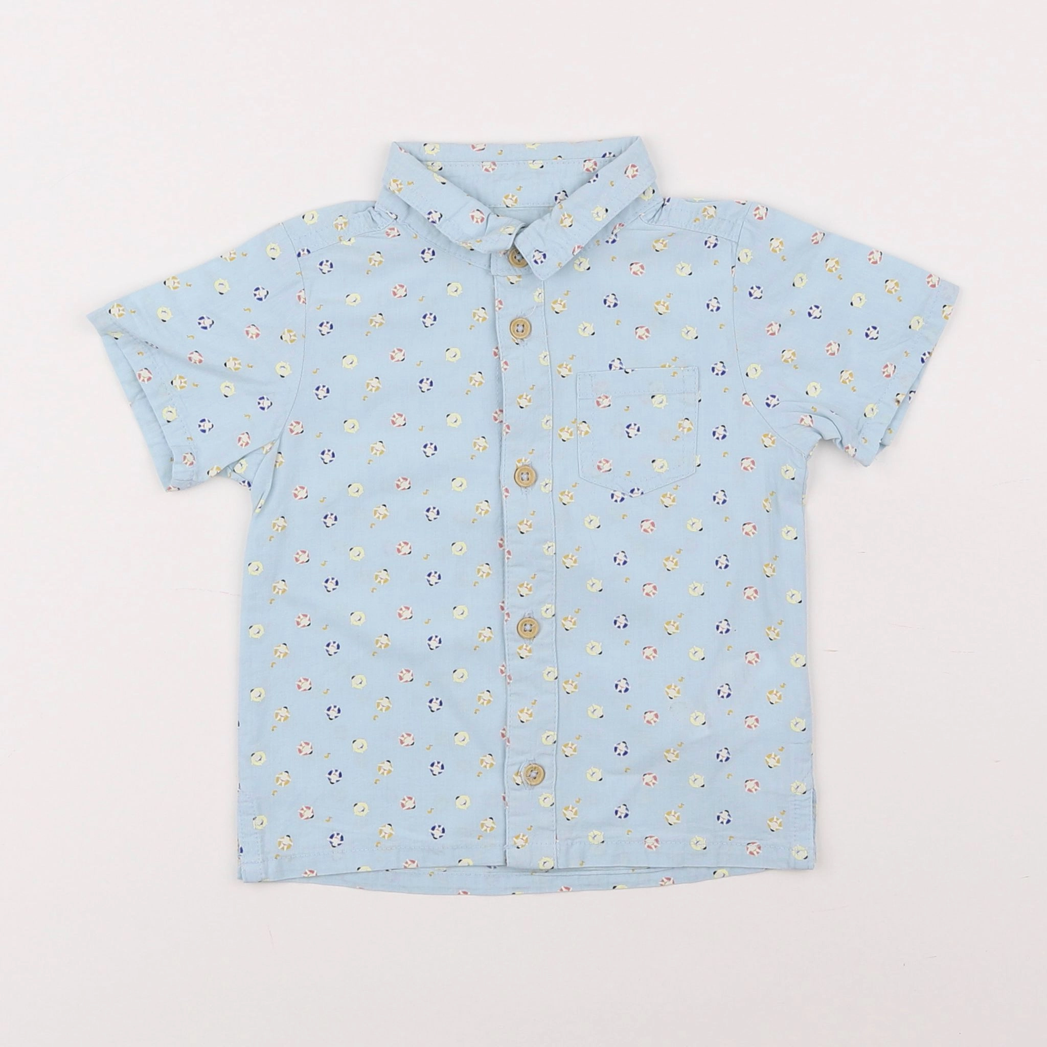 Vertbaudet - chemise bleu - 12 mois