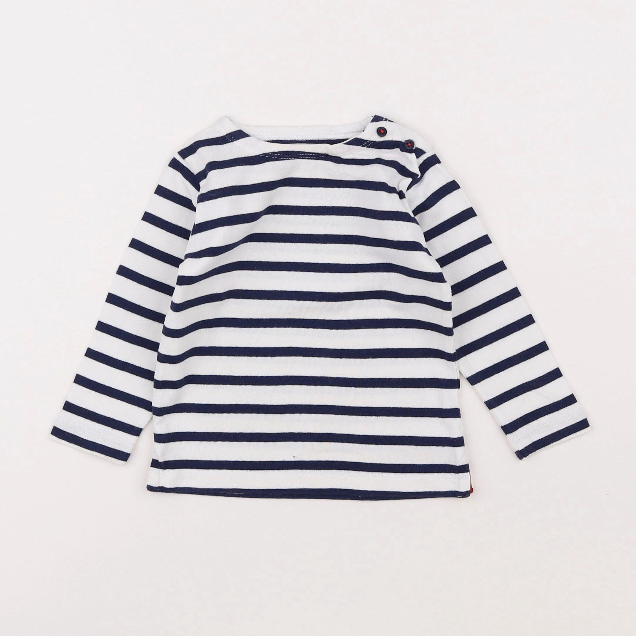 Boutchou - tee-shirt blanc, bleu - 12 mois