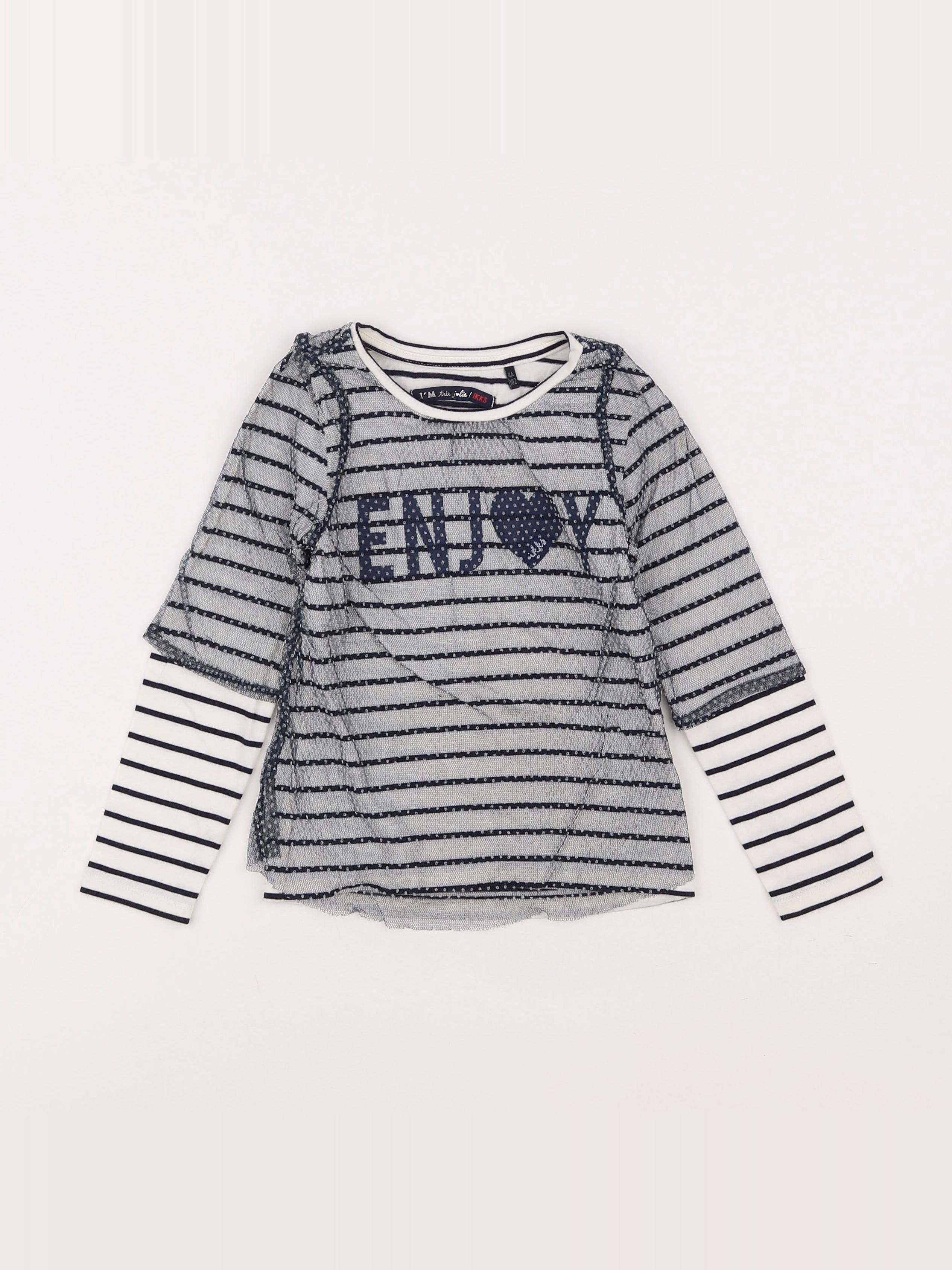 IKKS - tee-shirt blanc, bleu - 4 ans