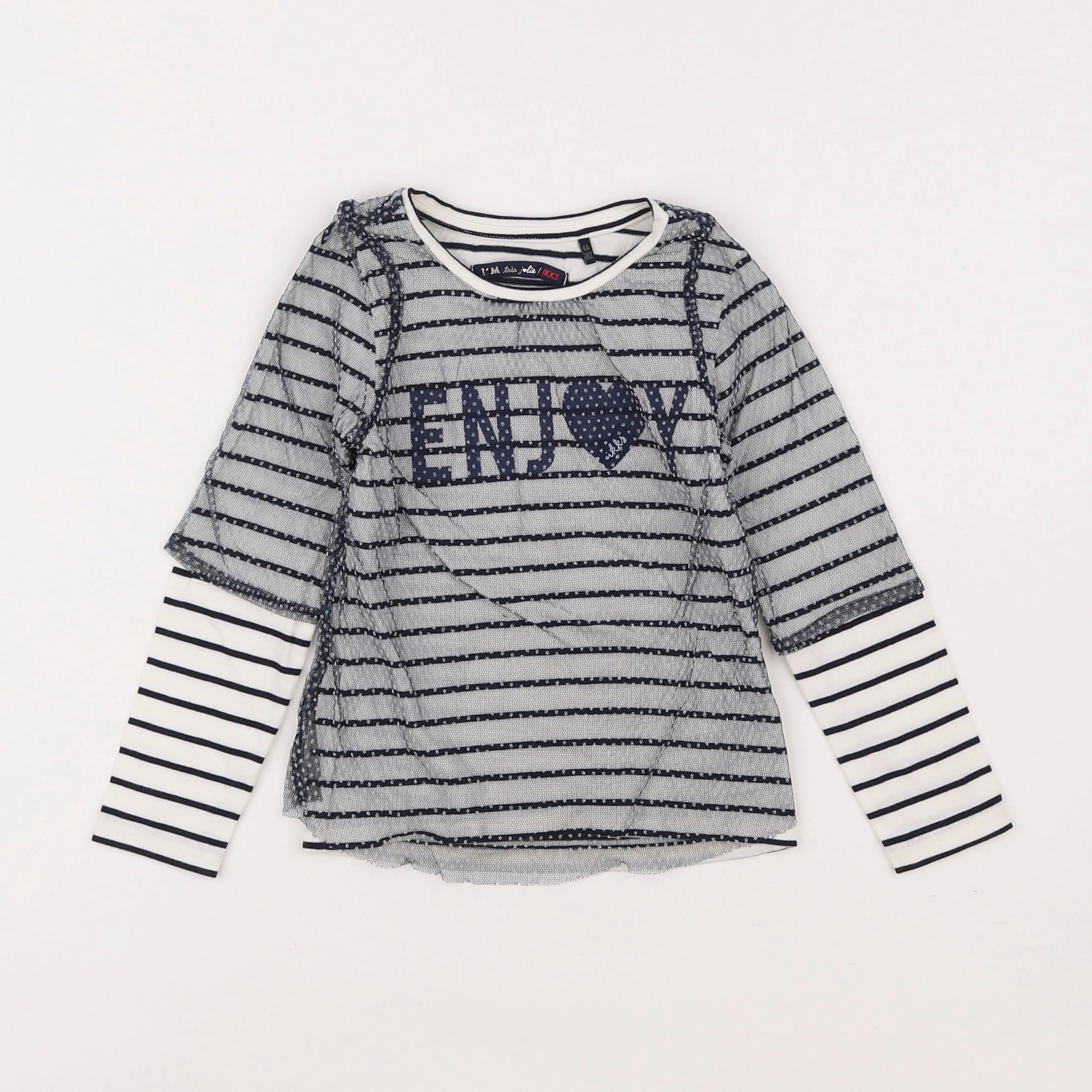 IKKS - tee-shirt blanc, bleu - 4 ans