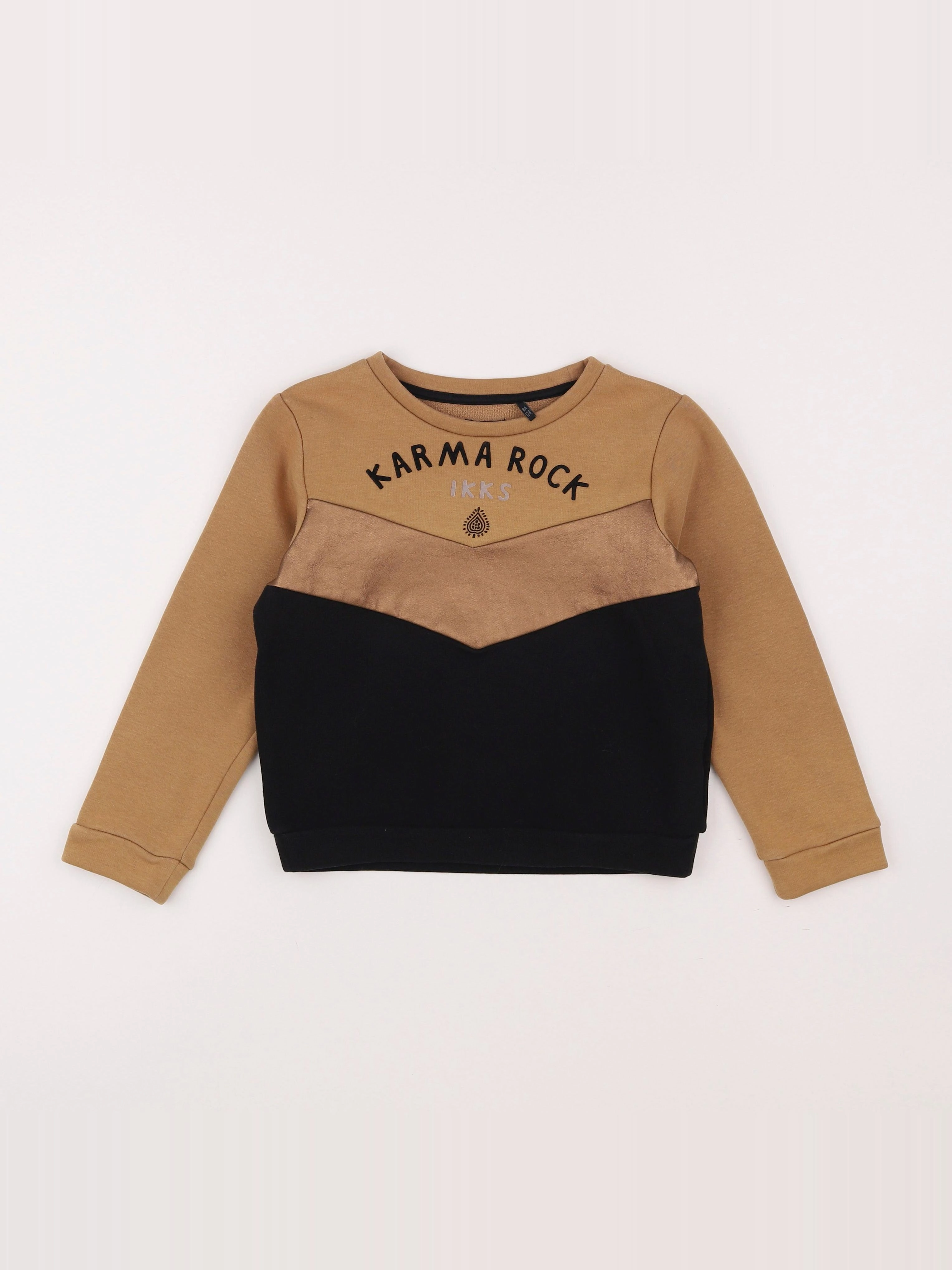 IKKS - sweat marron, noir - 8 ans
