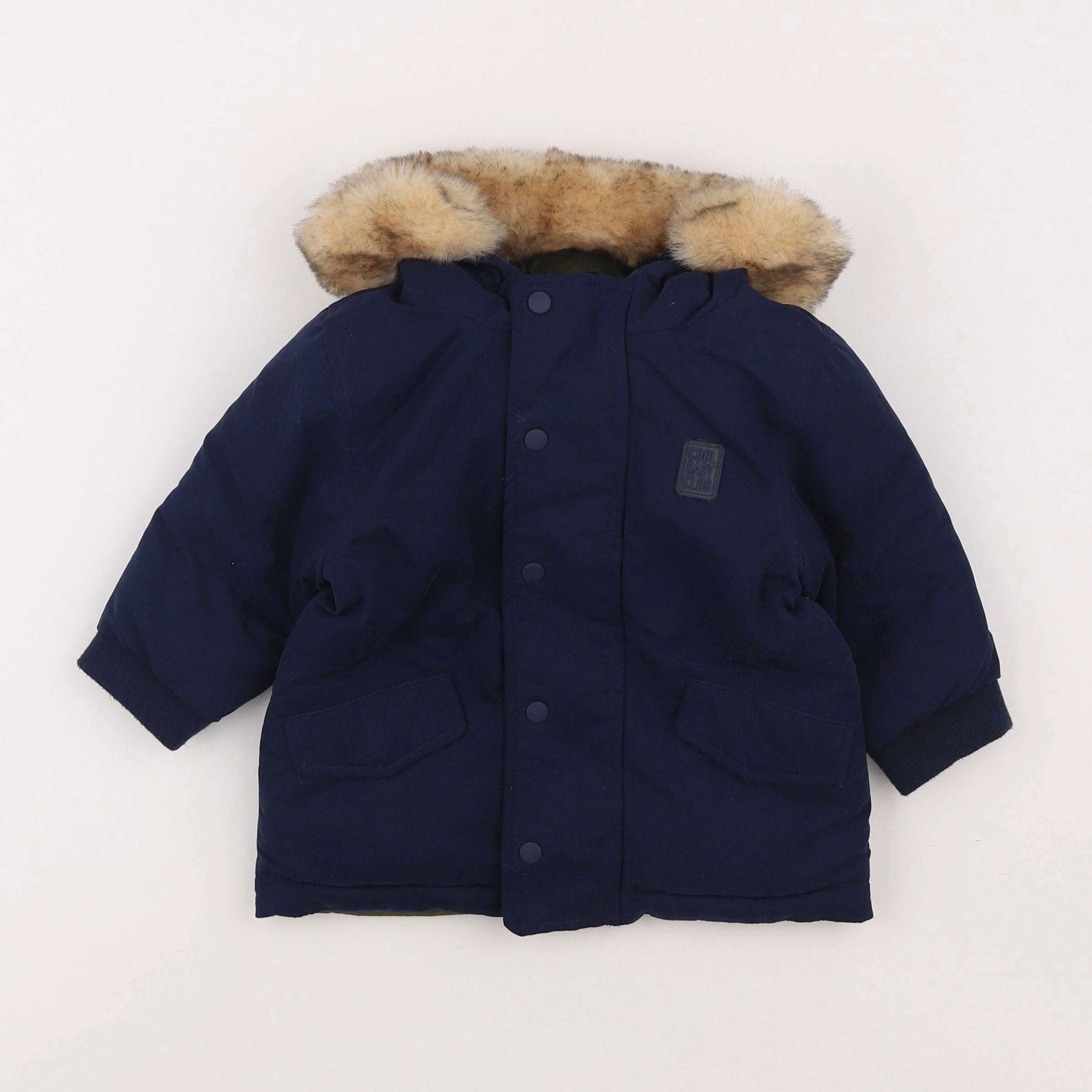 Vertbaudet - manteau doublure amovible, réversible bleu, vert - 12 mois