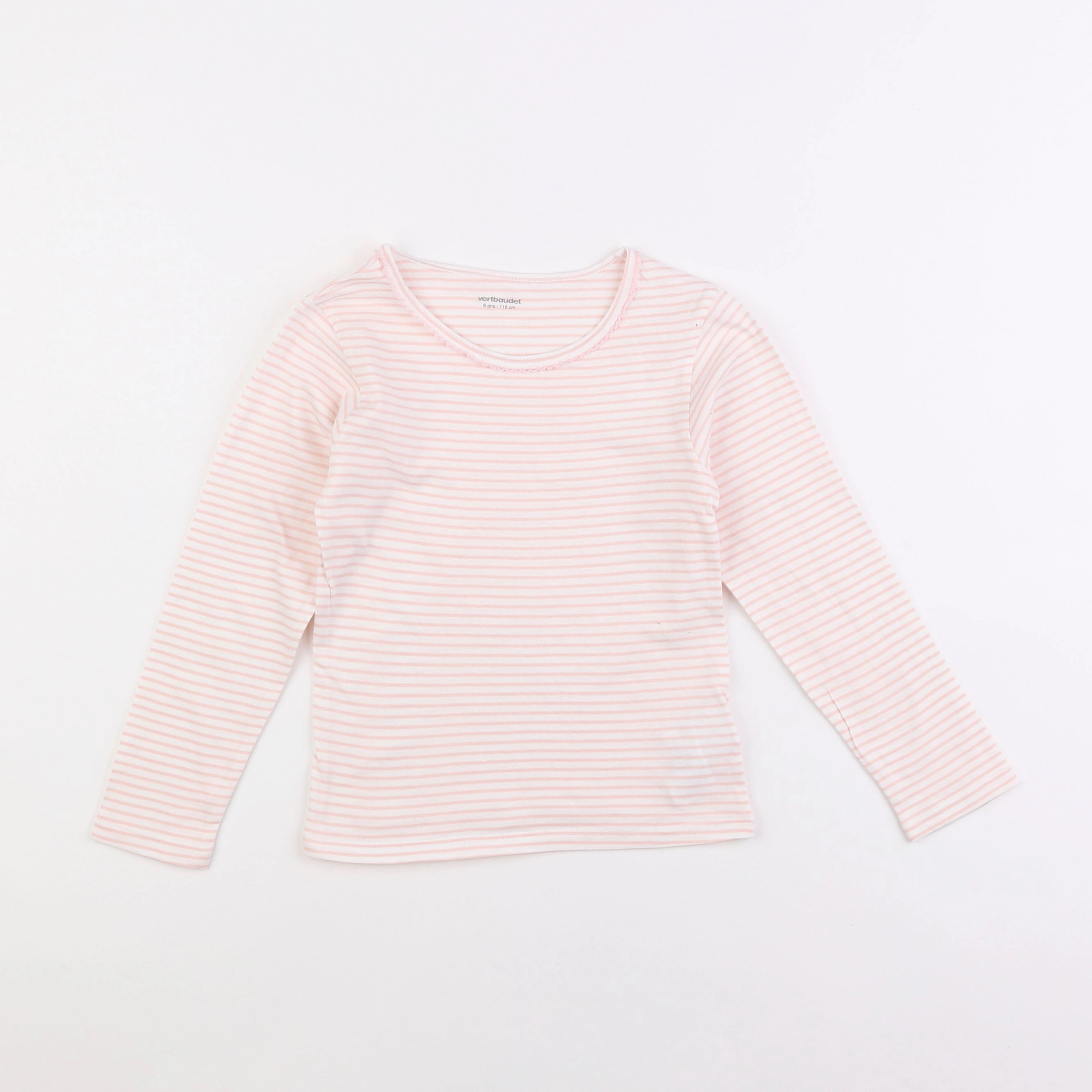 Vertbaudet - maillot de corps blanc, rose - 6 ans