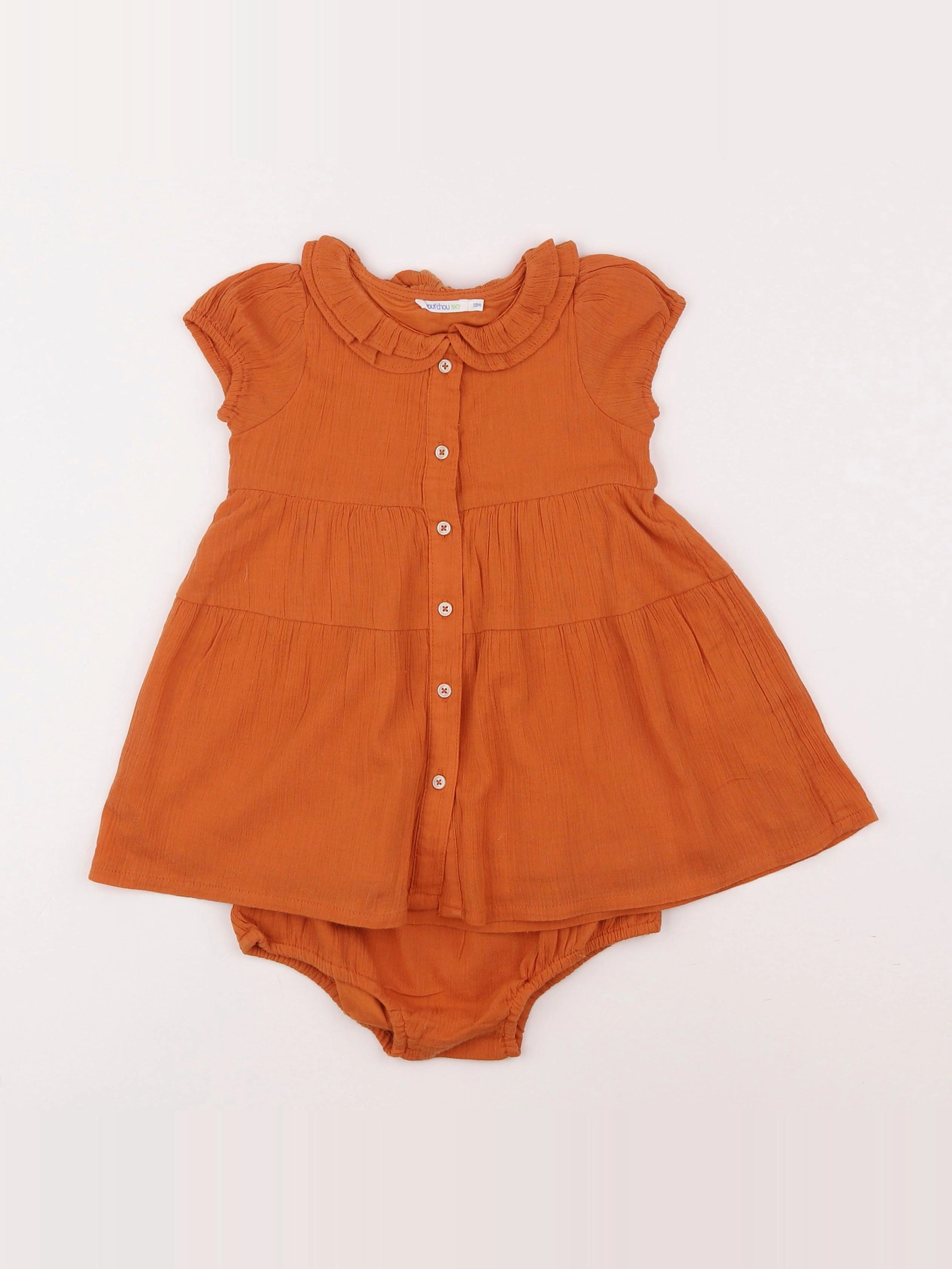 Boutchou - robe orange - 12 mois