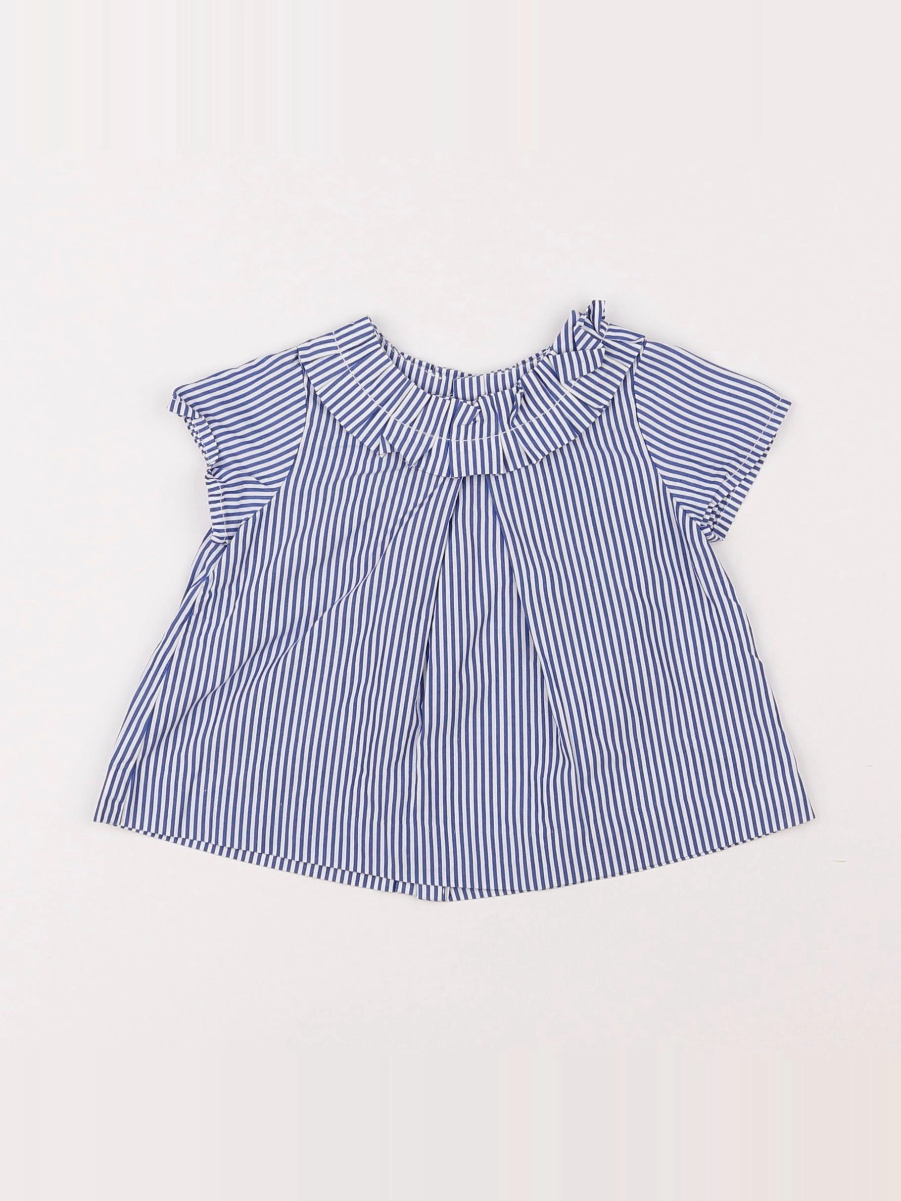 Jacadi - blouse blanc, bleu - 6 mois