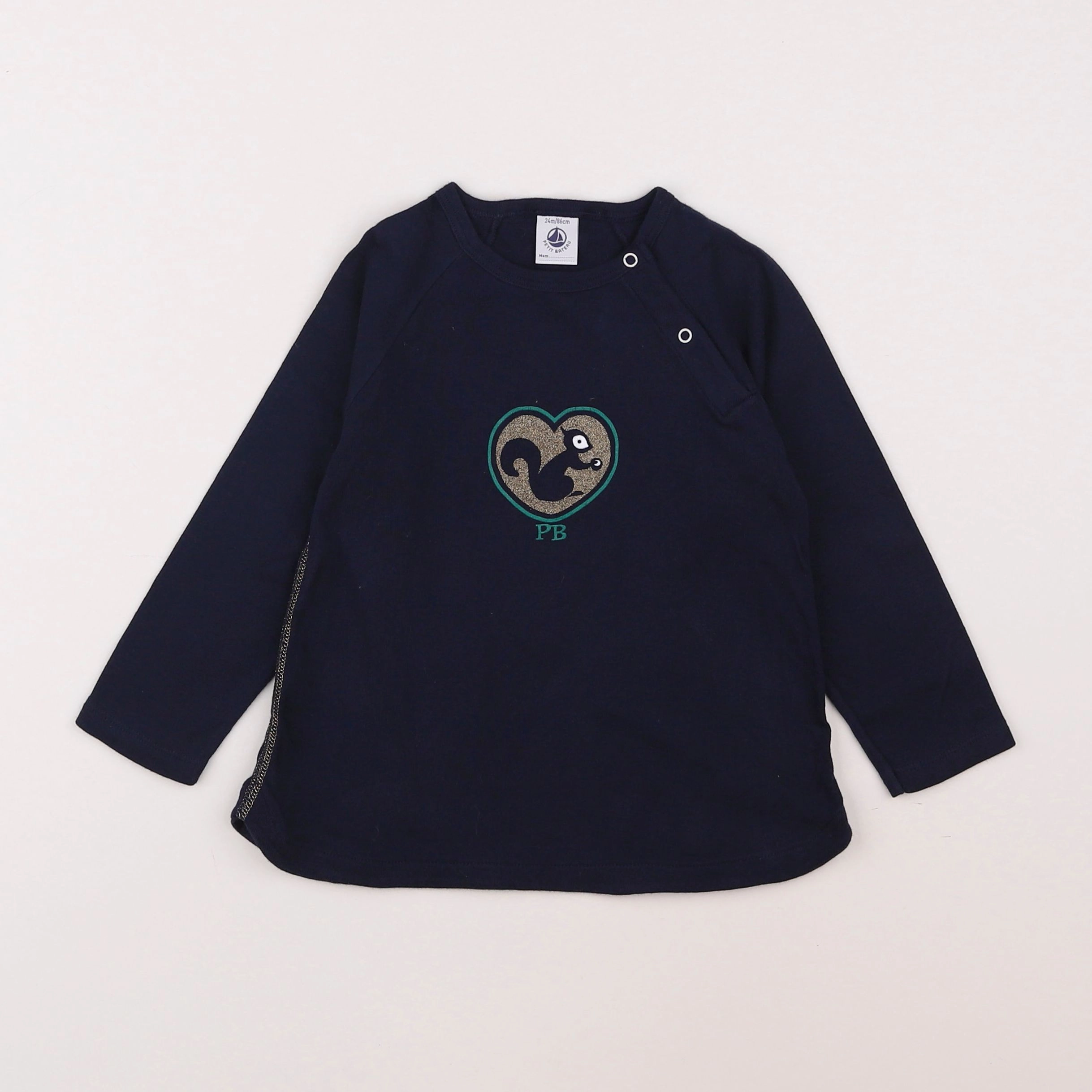 Petit Bateau - tee-shirt bleu - 2 ans
