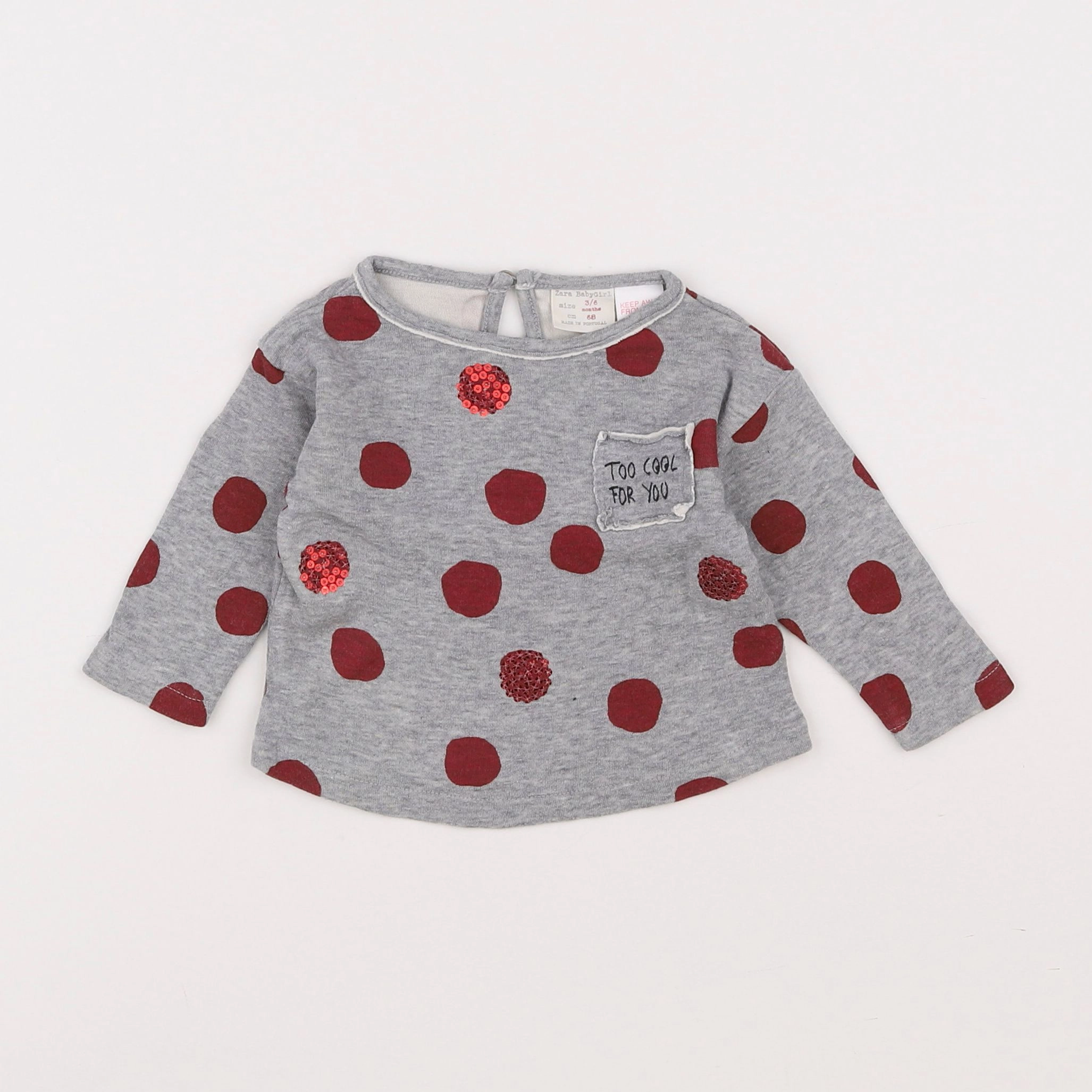 Zara - tee-shirt gris, rouge - 3/6 mois
