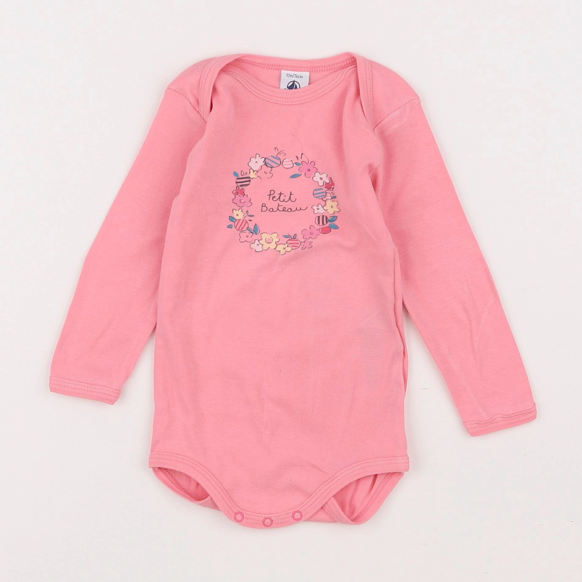 Petit Bateau - body rose - 12 mois