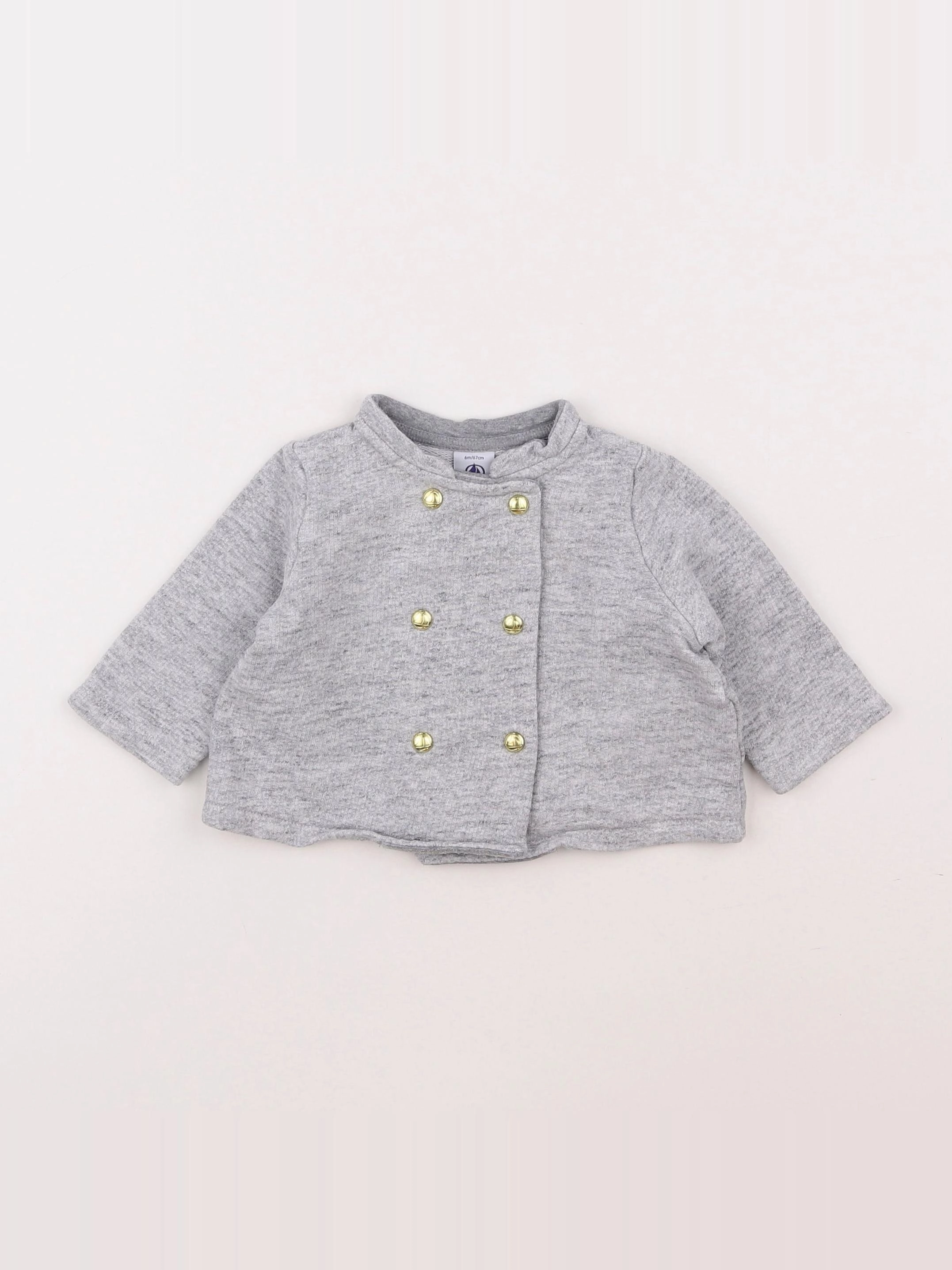 Petit Bateau - sweat gris - 6 mois