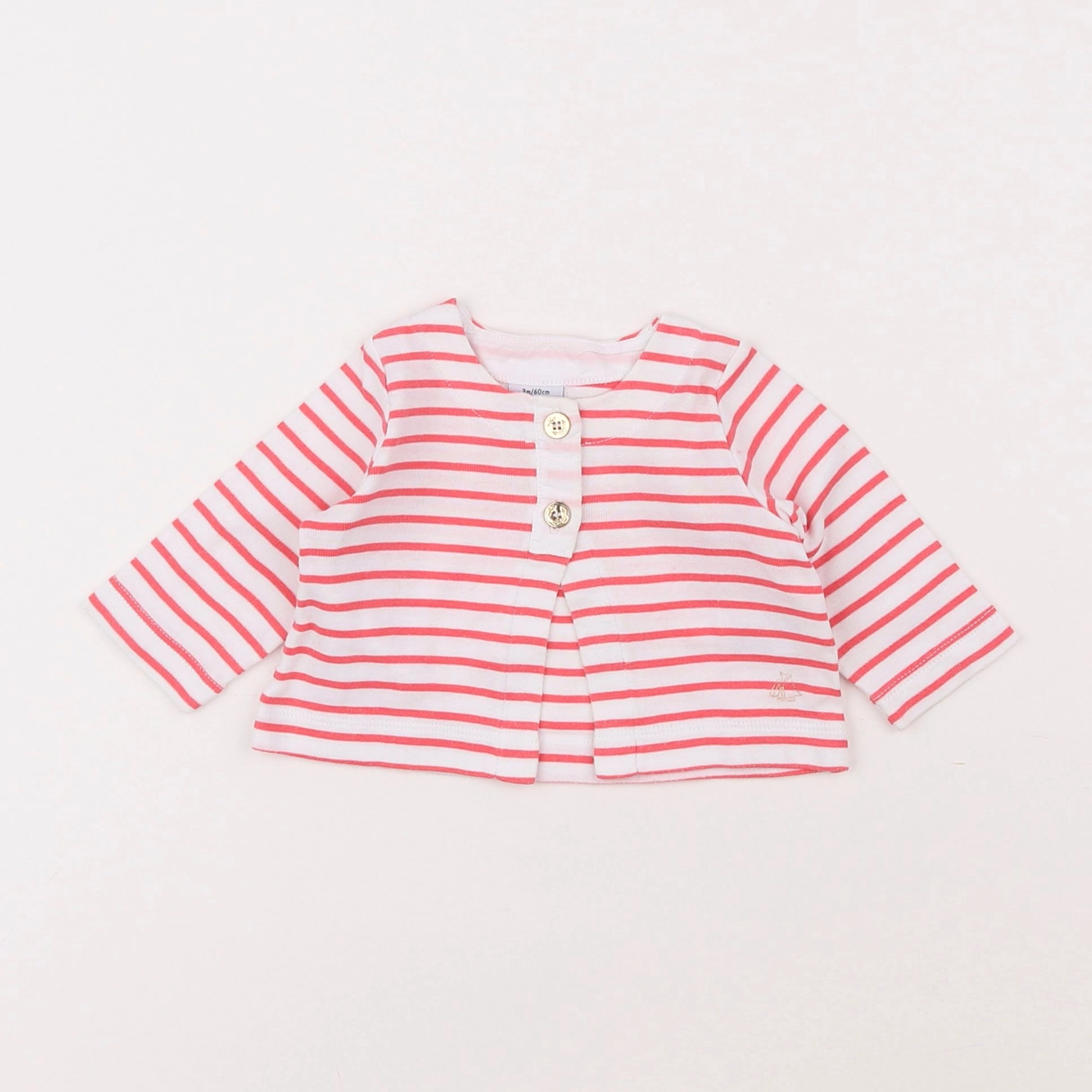 Petit Bateau - gilet blanc, rose - 3 mois