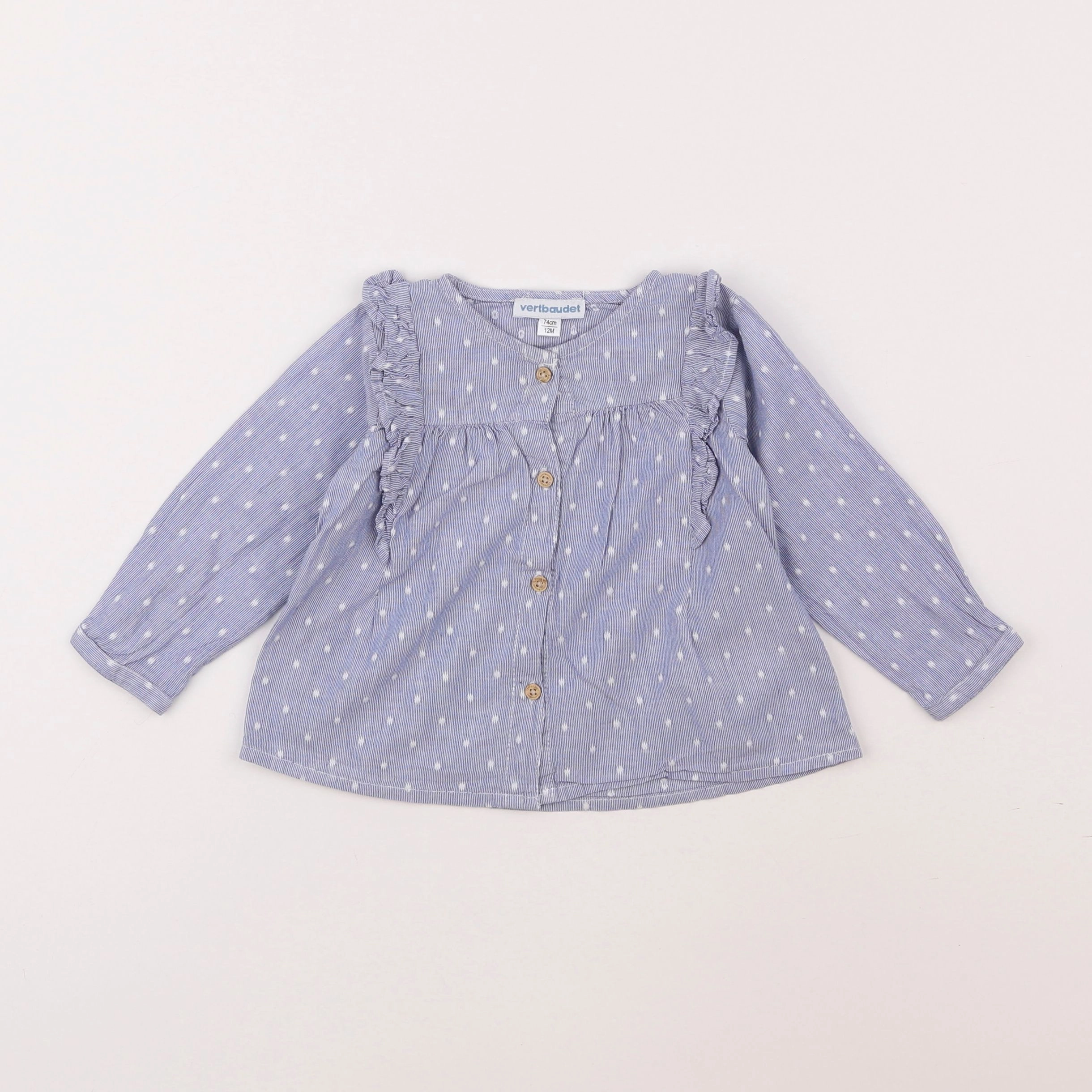 Vertbaudet - blouse blanc, bleu - 12 mois