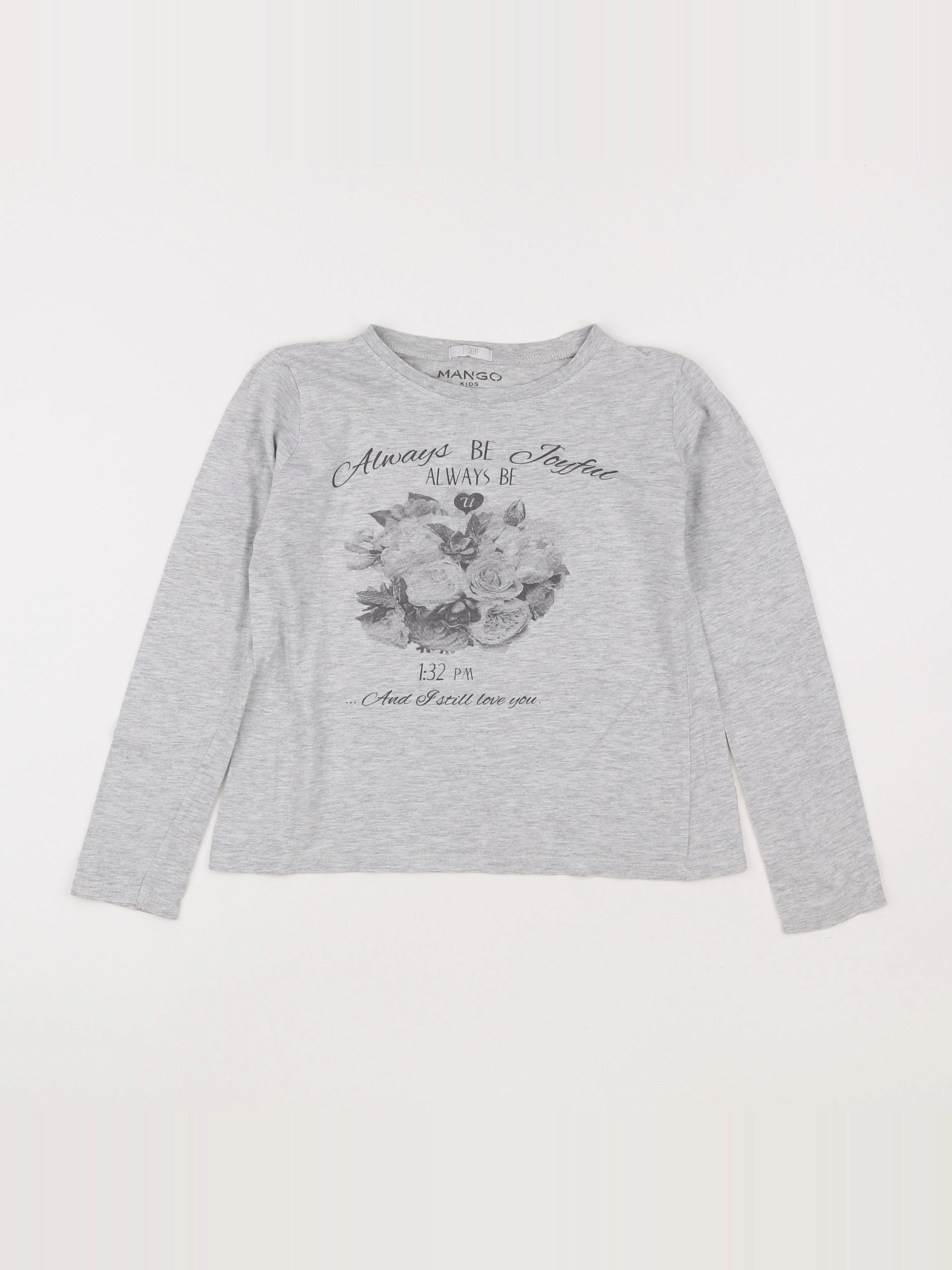 Mango - tee-shirt gris - 9/10 ans