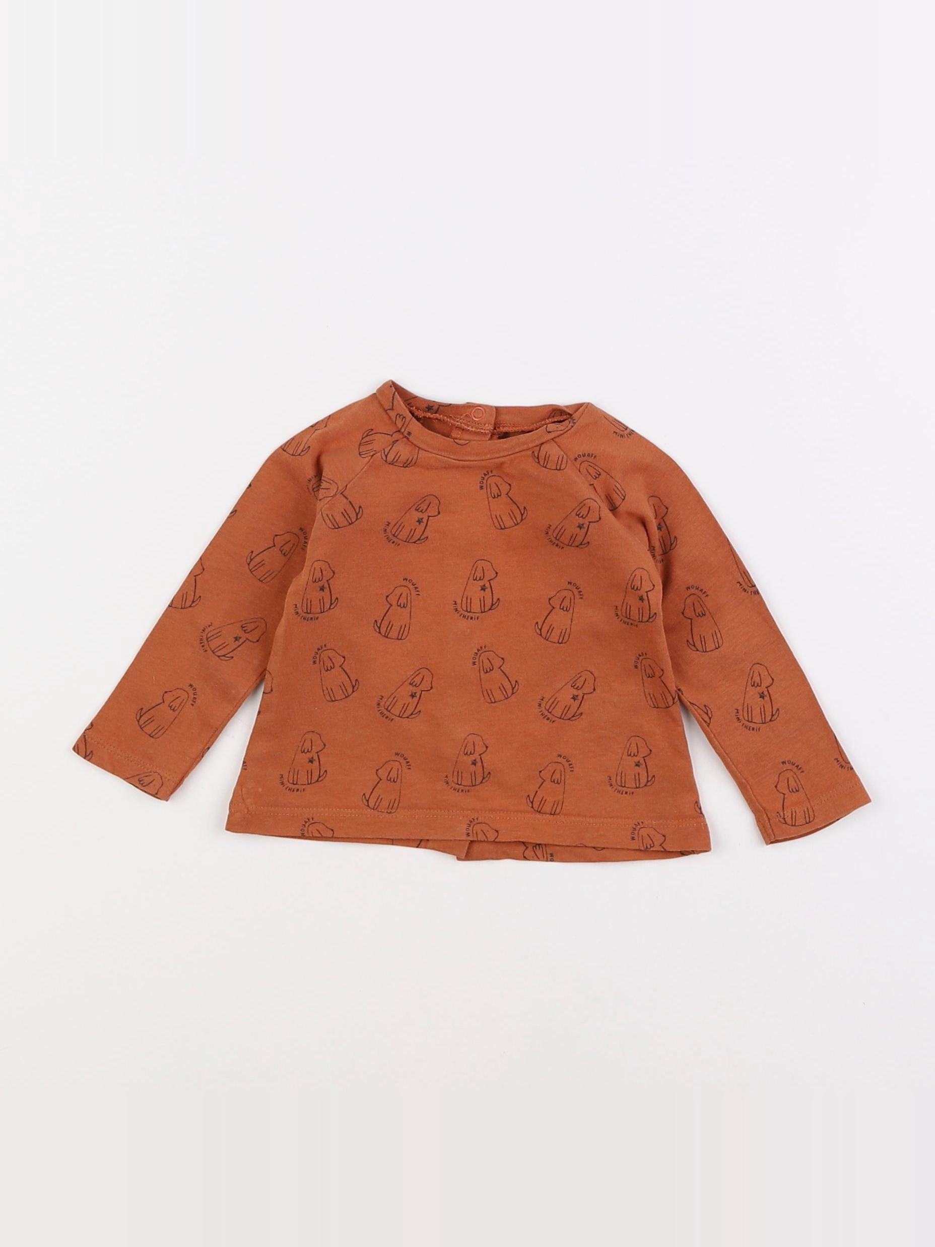 Vertbaudet - tee-shirt marron - 3 mois