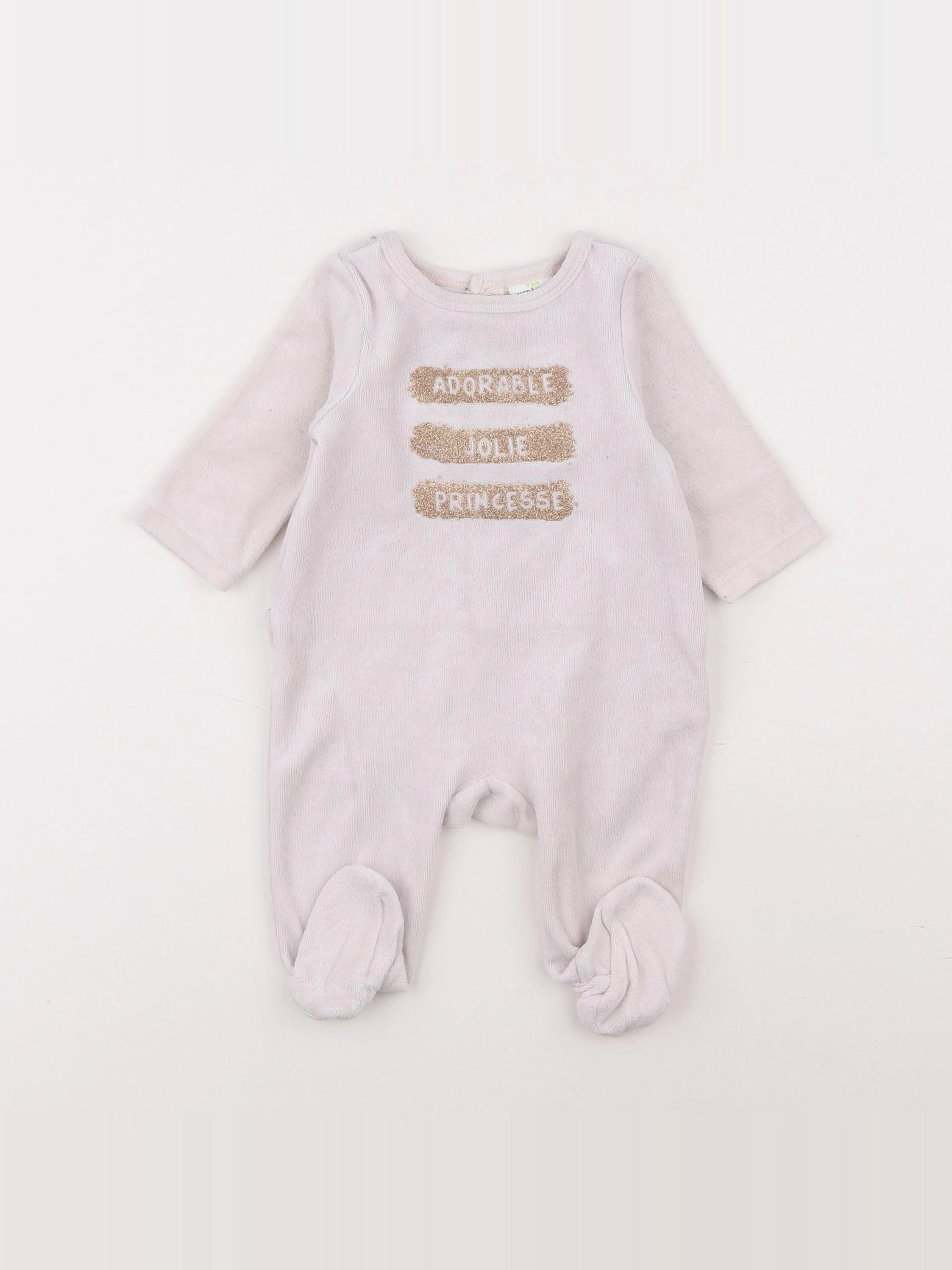 Tape à l'oeil - pyjama velours rose - 1 mois