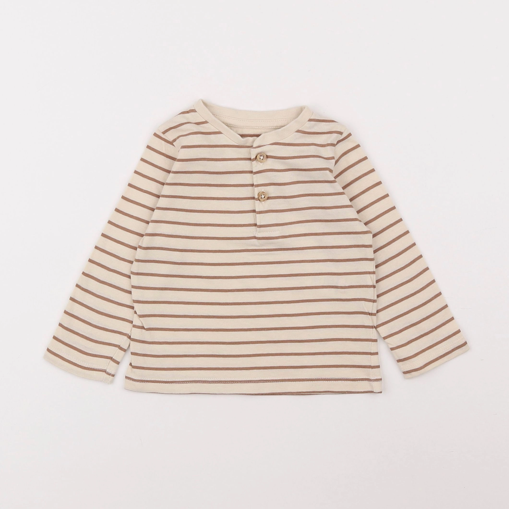 Vertbaudet - tee-shirt beige, marron - 12 mois