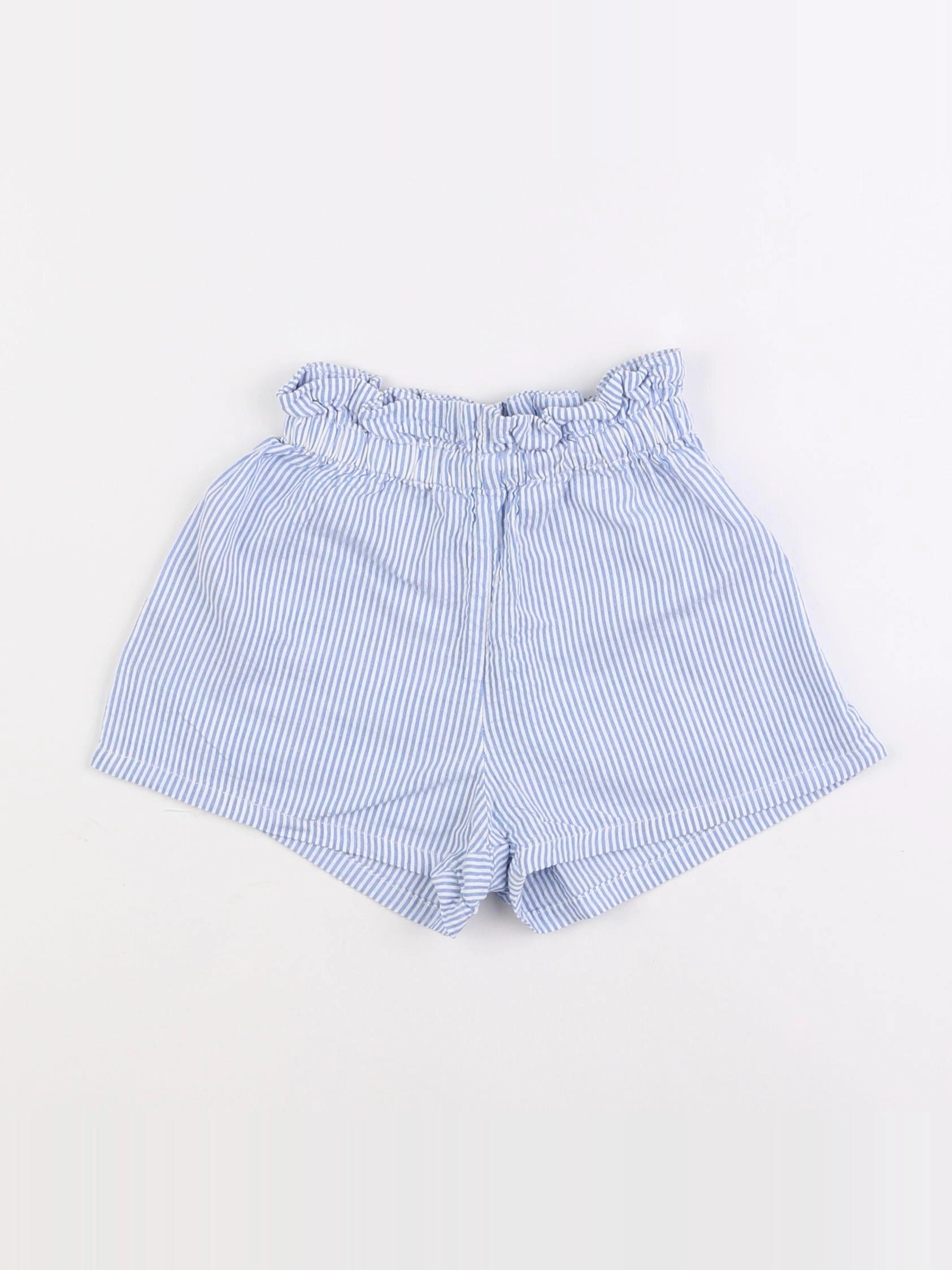 H&M - short bleu, blanc - 9/12 mois